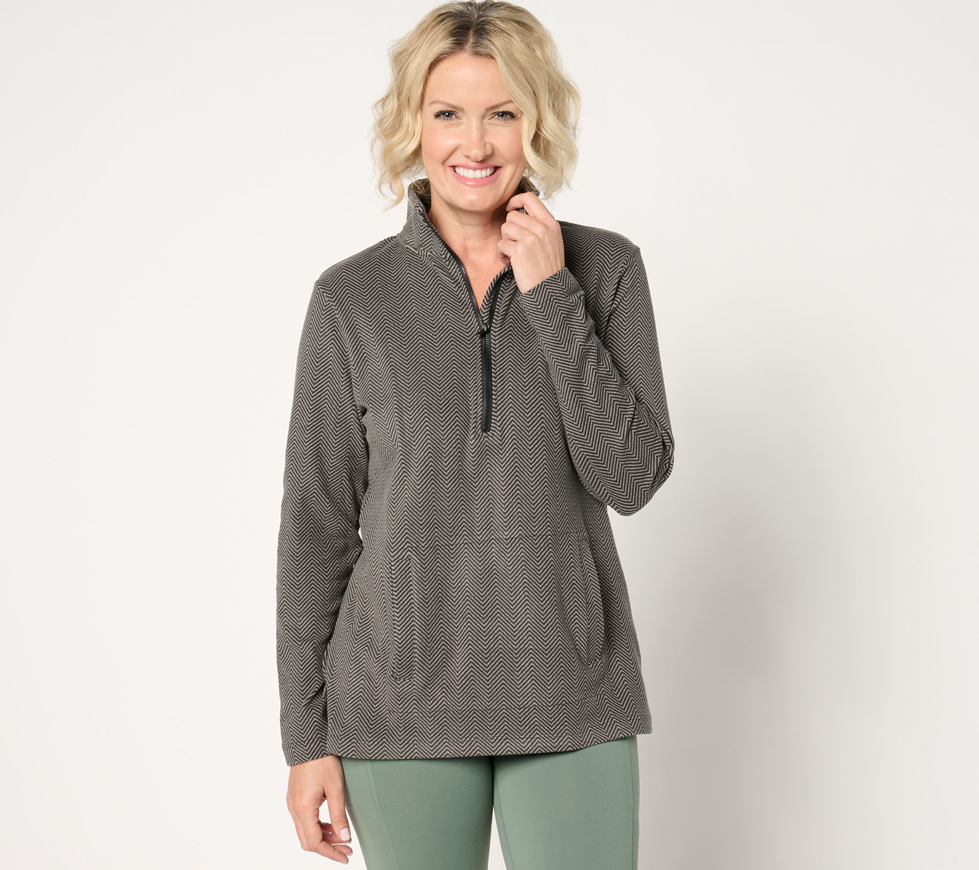 "As Is" Cuddl Duds Flannel Fleece 1/2 Zip Mock Neck Pullover