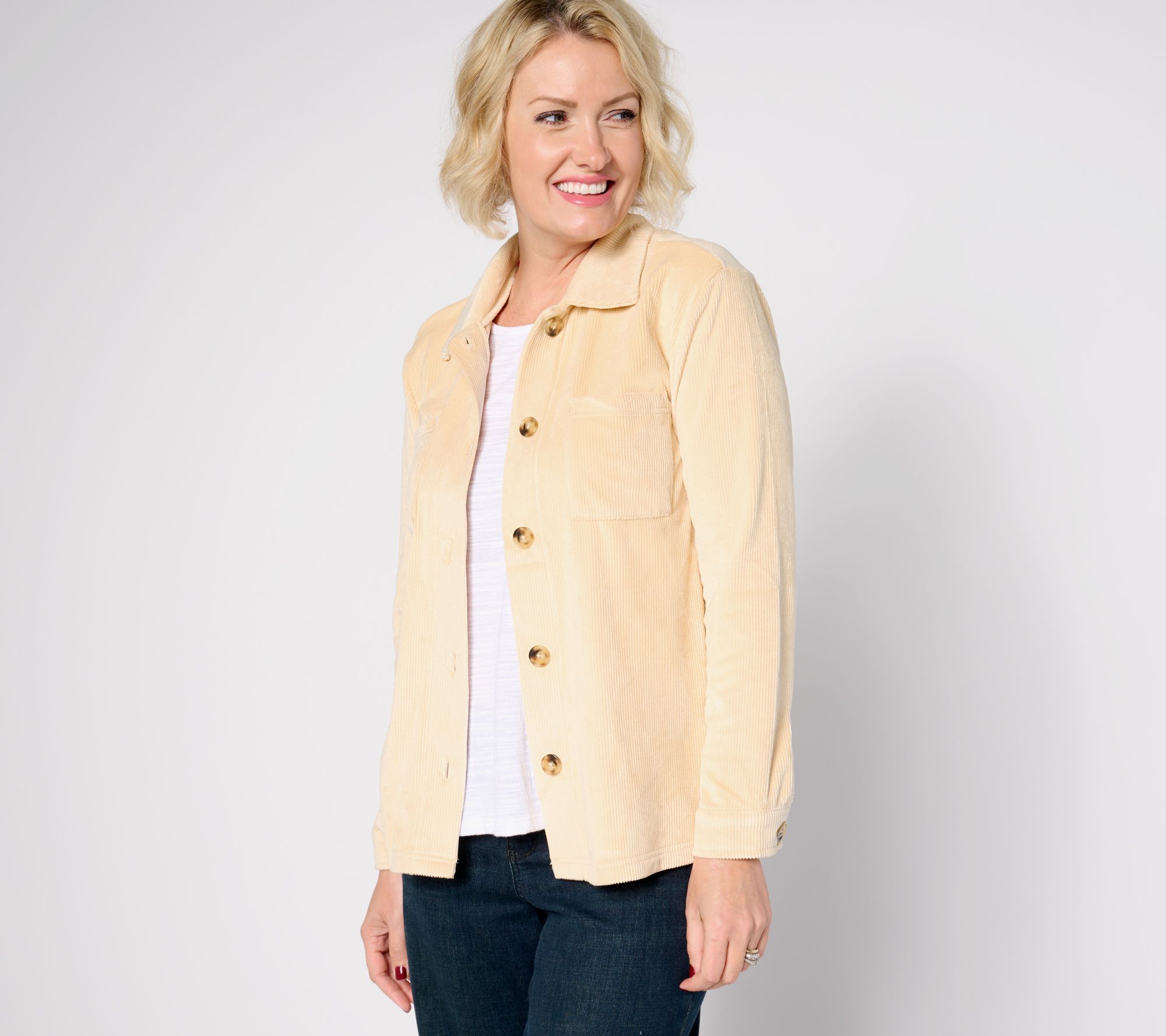 "As Is" MUK LUKS Cord Rib Button Front Shacket