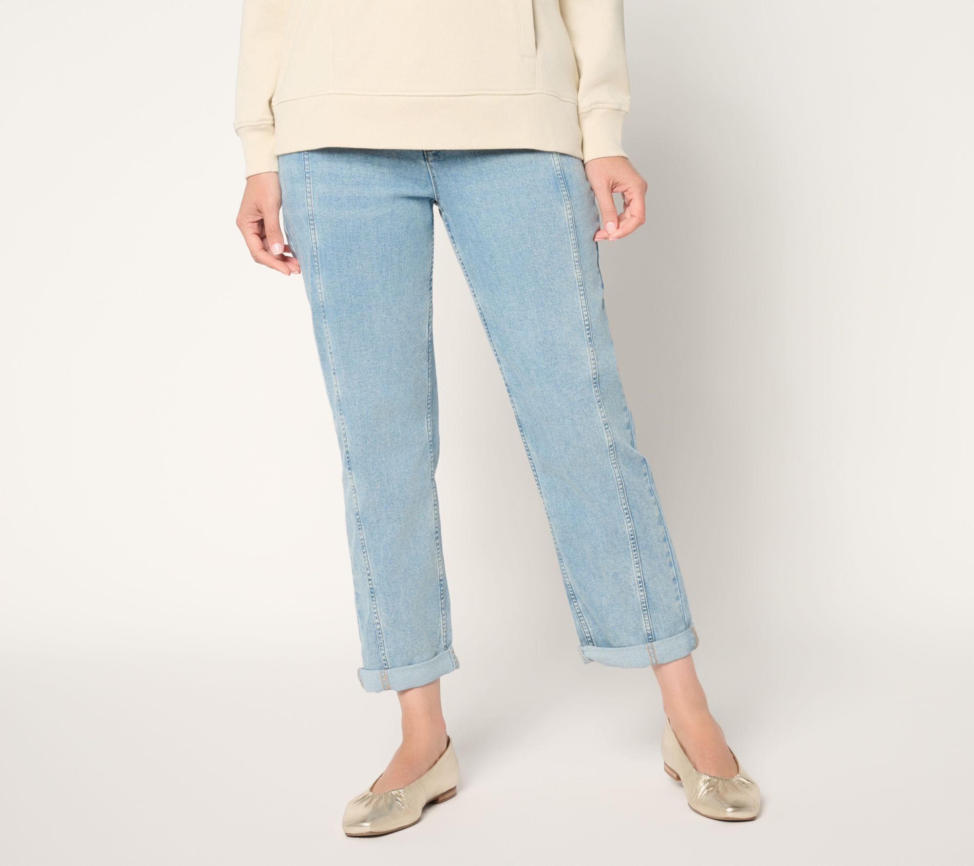 LOGO by Lori Goldstein Regular Indigo Desert Wash Boyfriend Jeans