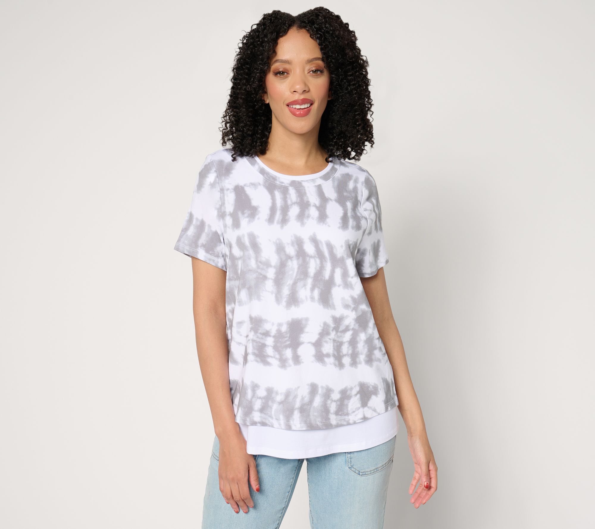 "As Is" AnyBody Cozy Knit Jersey 2 For 1 Printed Tee