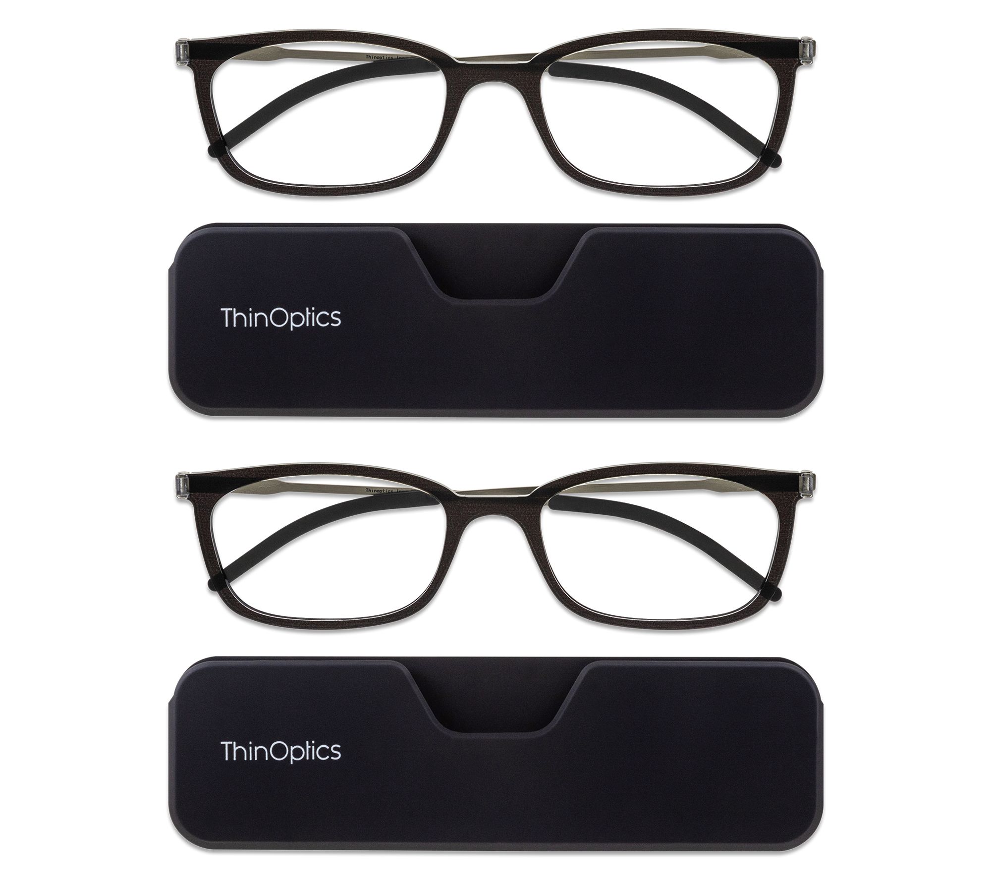 ThinOptics Set of 2 Connect Full Frame Reading Glasses & Cases 3.0