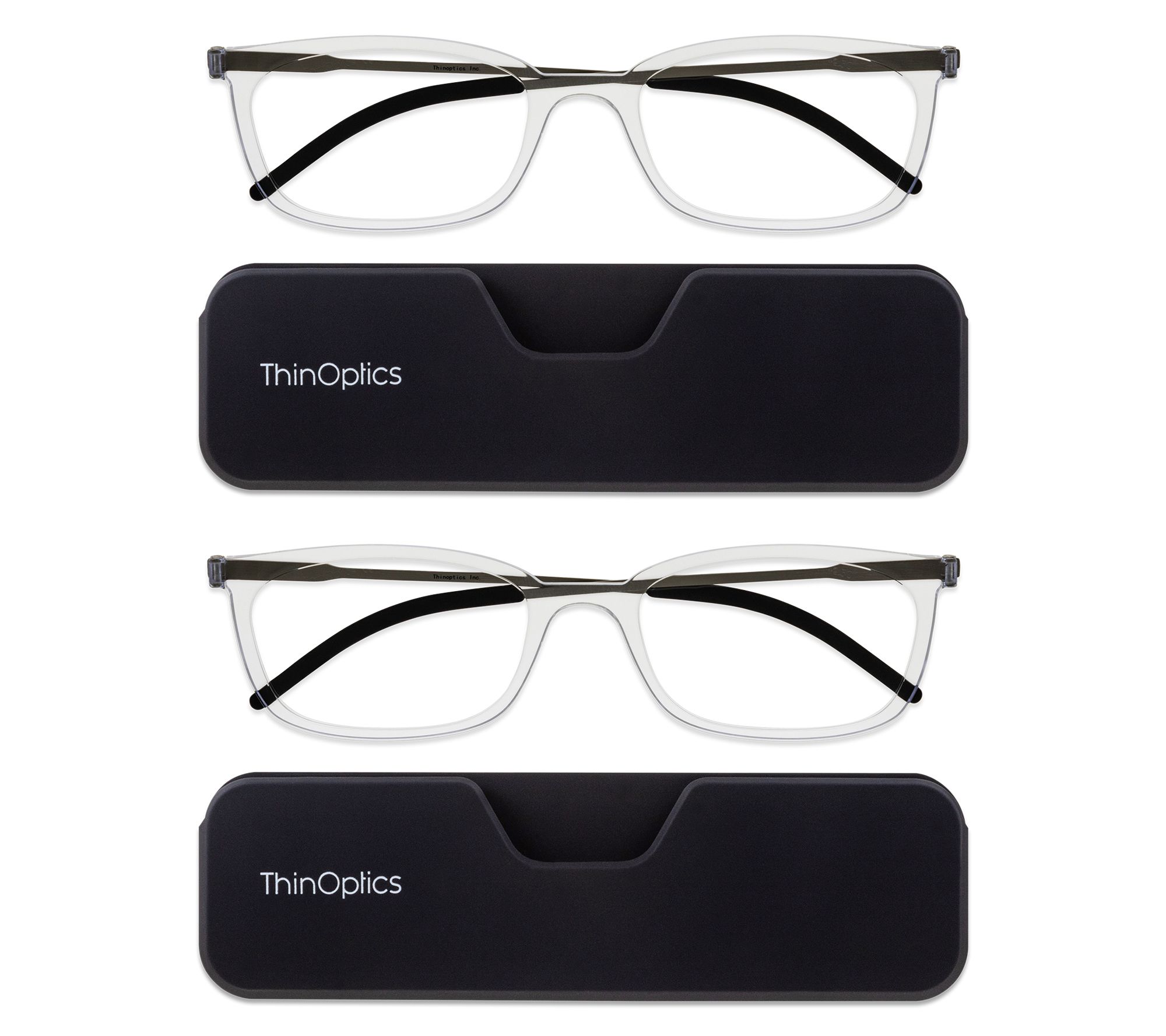 ThinOptics Set of 2 Connect Full Frame Reading Glasses & Cases 3.0