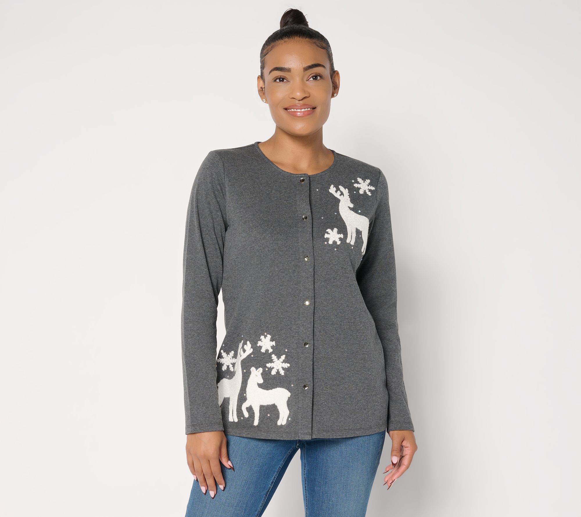 Quacker Factory Holidaze Punch Needle Cut and Sew Cardigan