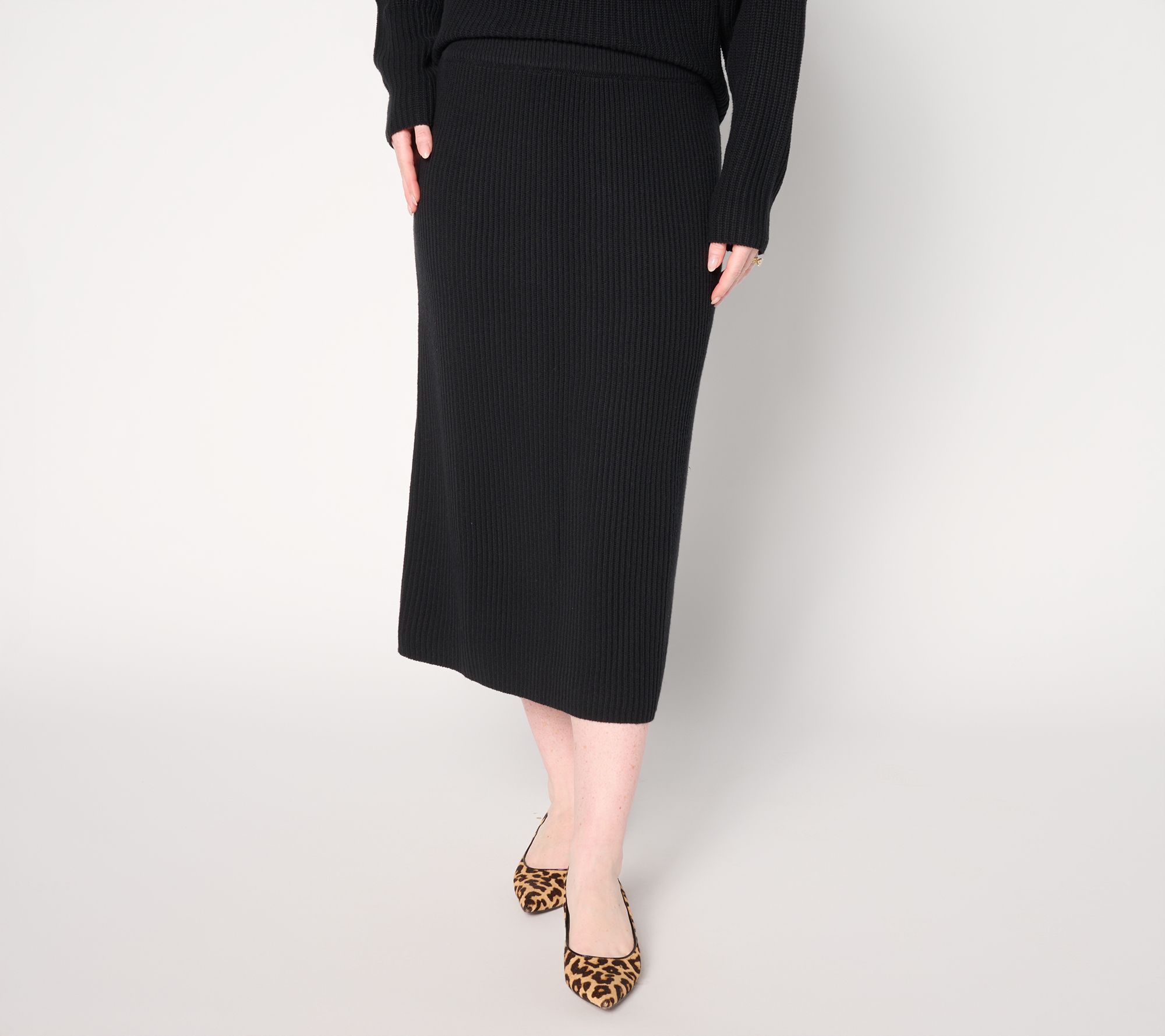 Carla Rockmore Collection Pull-On Sweater Midi Skirt