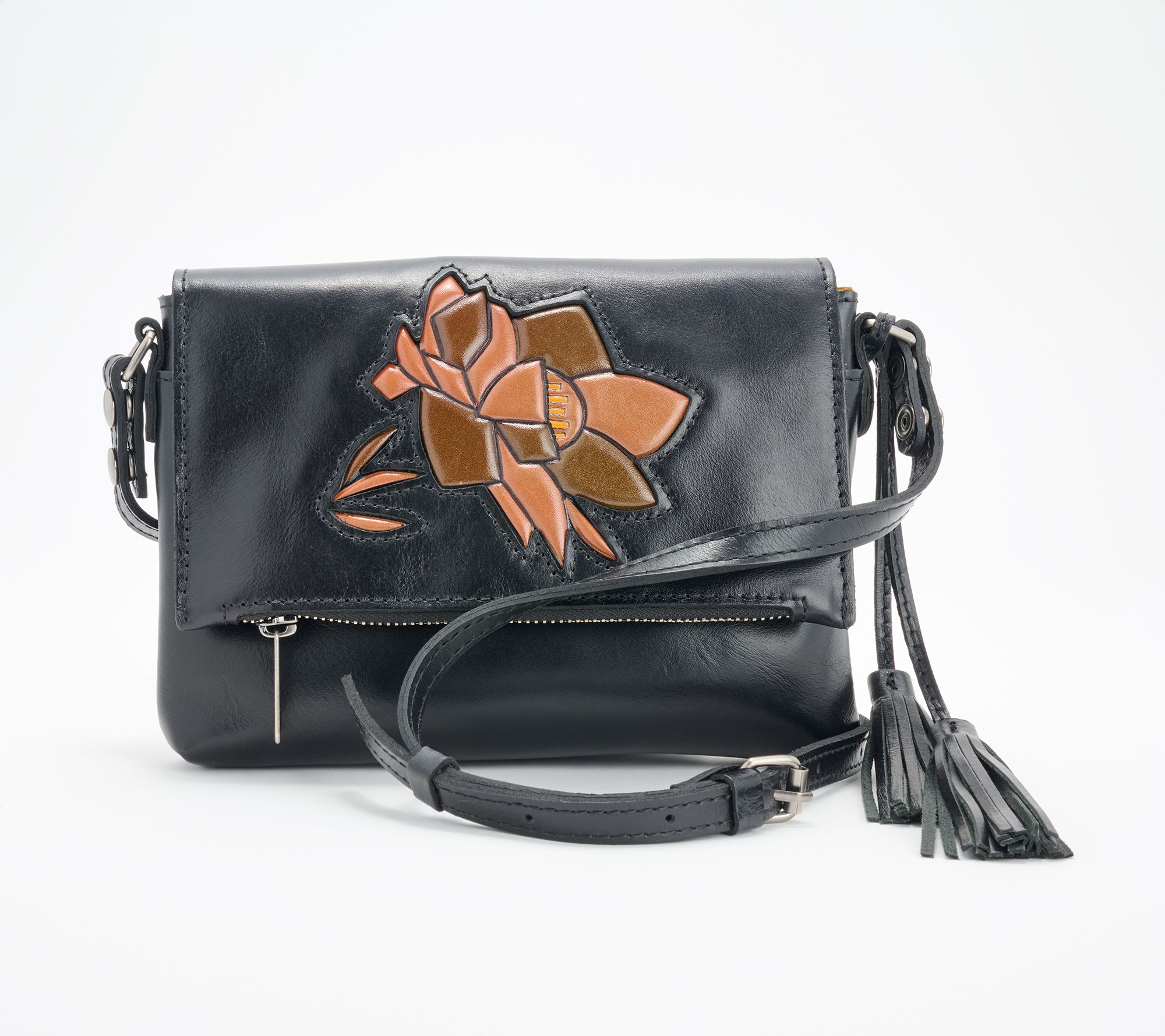 "As Is" Patricia Nash Leather Corfu Flap Crossbody with Tassel