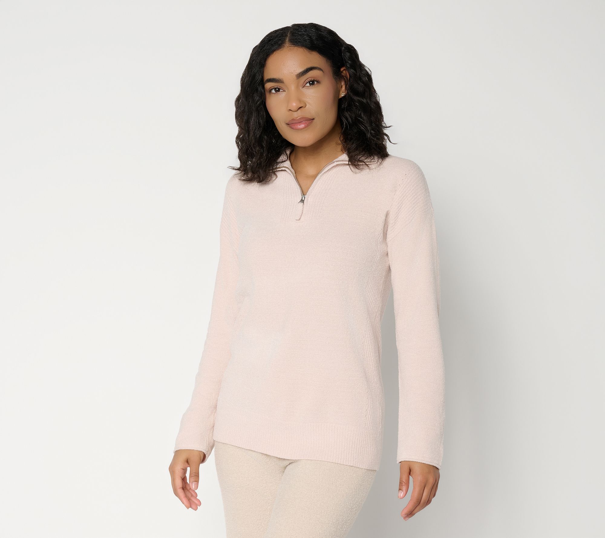 Barefoot Dreams CozyChic Ultra Lite Rib Pointelle Half Zip Tunic