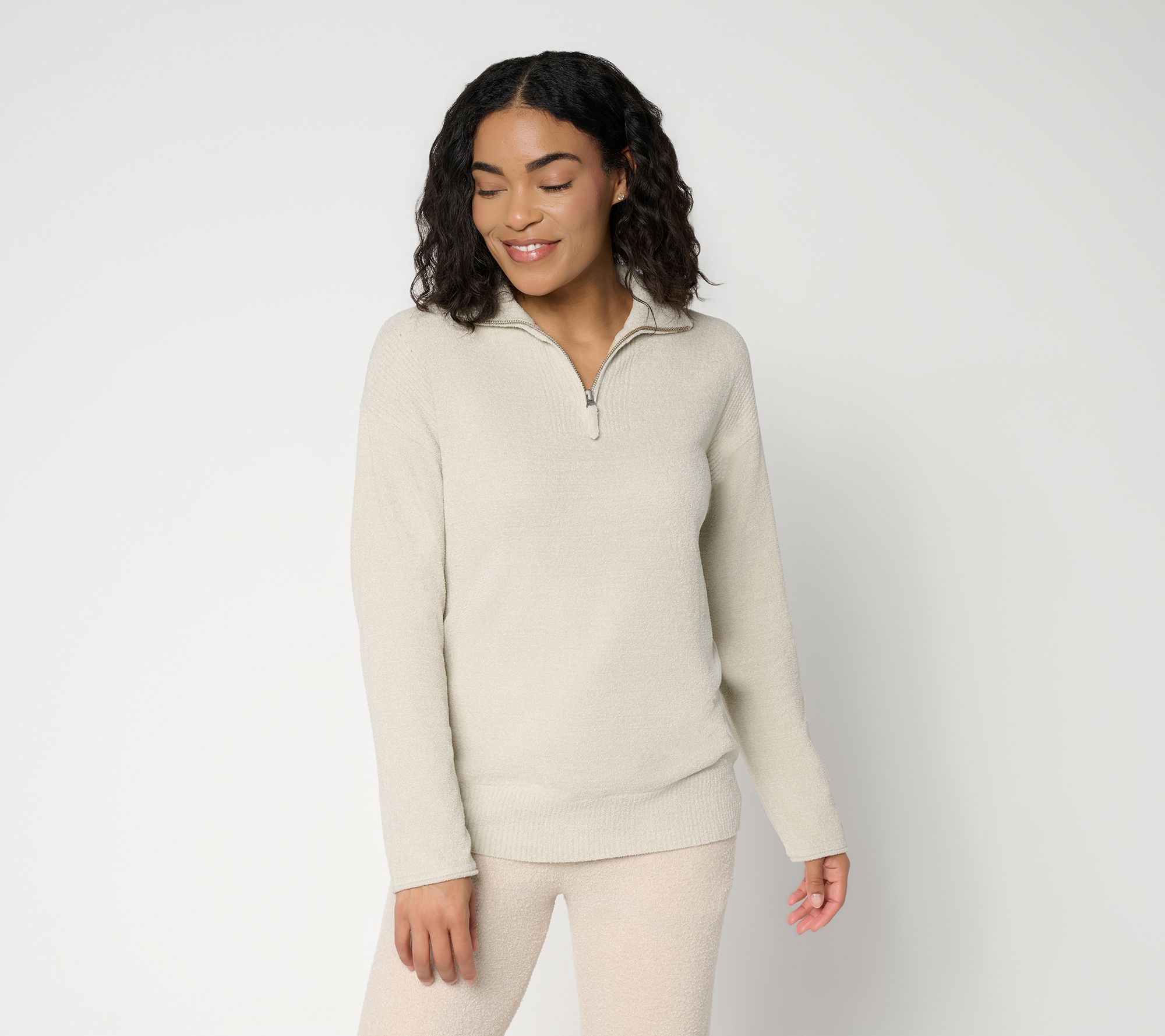 Barefoot Dreams CozyChic Ultra Lite Rib Pointelle Half Zip Tunic