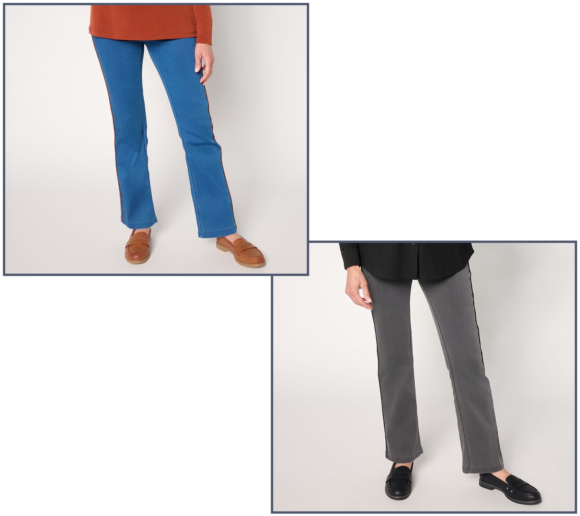 Susan Graver Soft Stretch Slim Flare Jean with Seam Detail