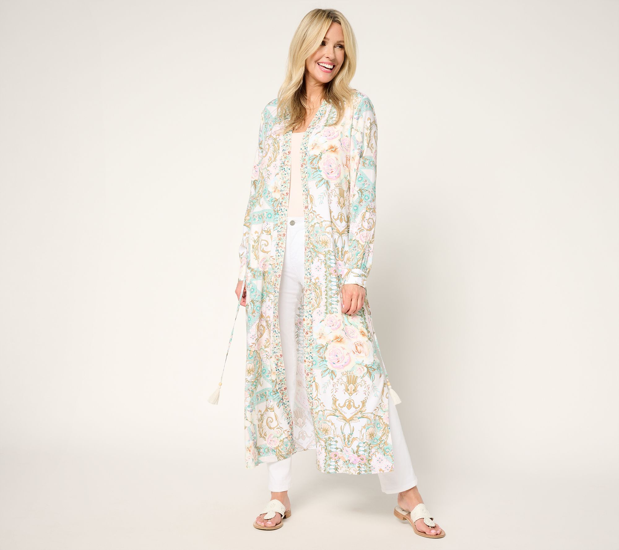 "As Is" Studio Park x Terri Conn Reg Button Front Woven Duster to Dress