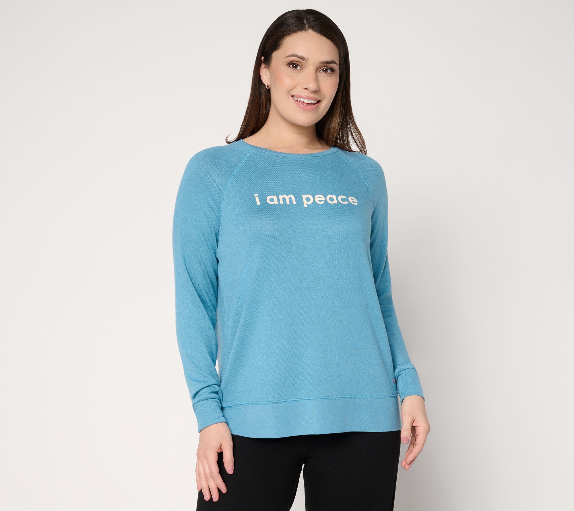  Peace Love Wolrd Affirmation Comfy Crew Neck Pullover