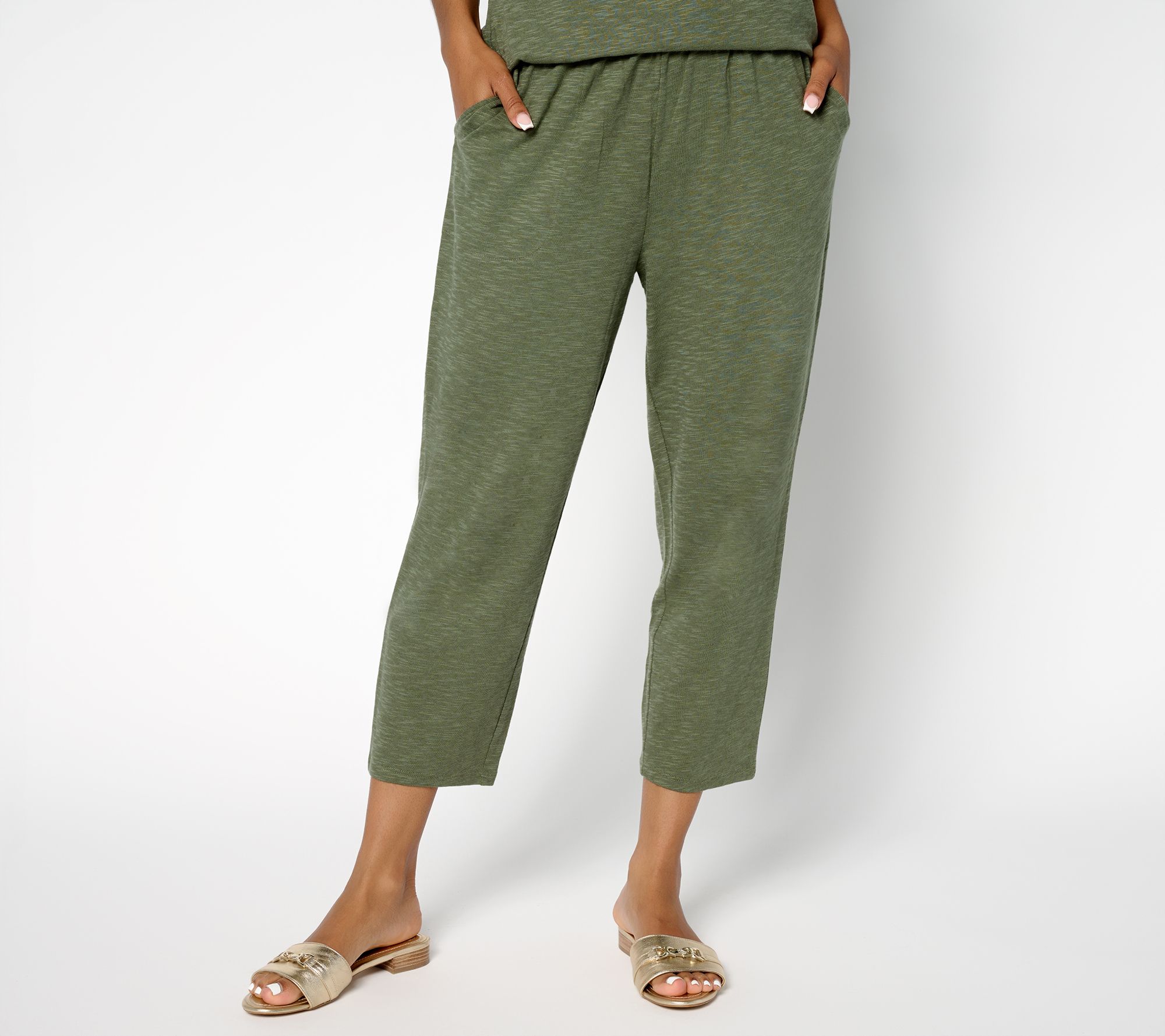 "As Is" Denim & Co. Reg Print or Solid Slim Straight Crop Pant