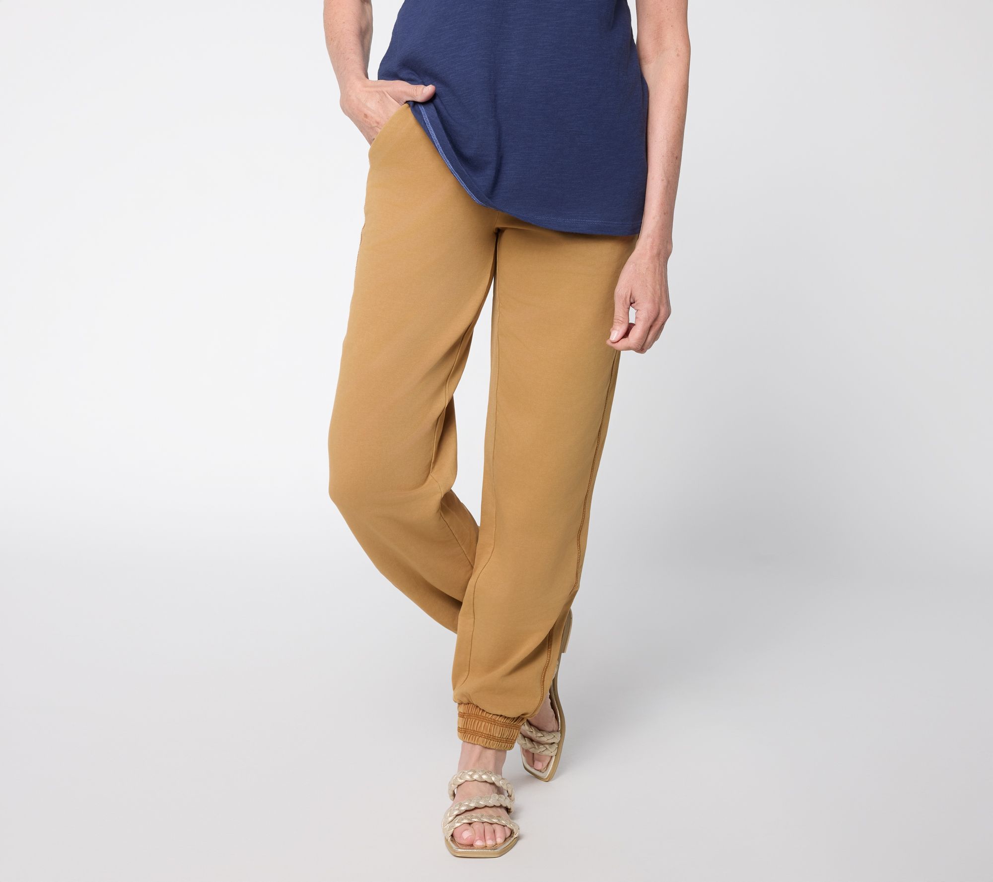  LOGO Lounge by Lori Goldstein Petite Jogger with Contrast Seam Detail