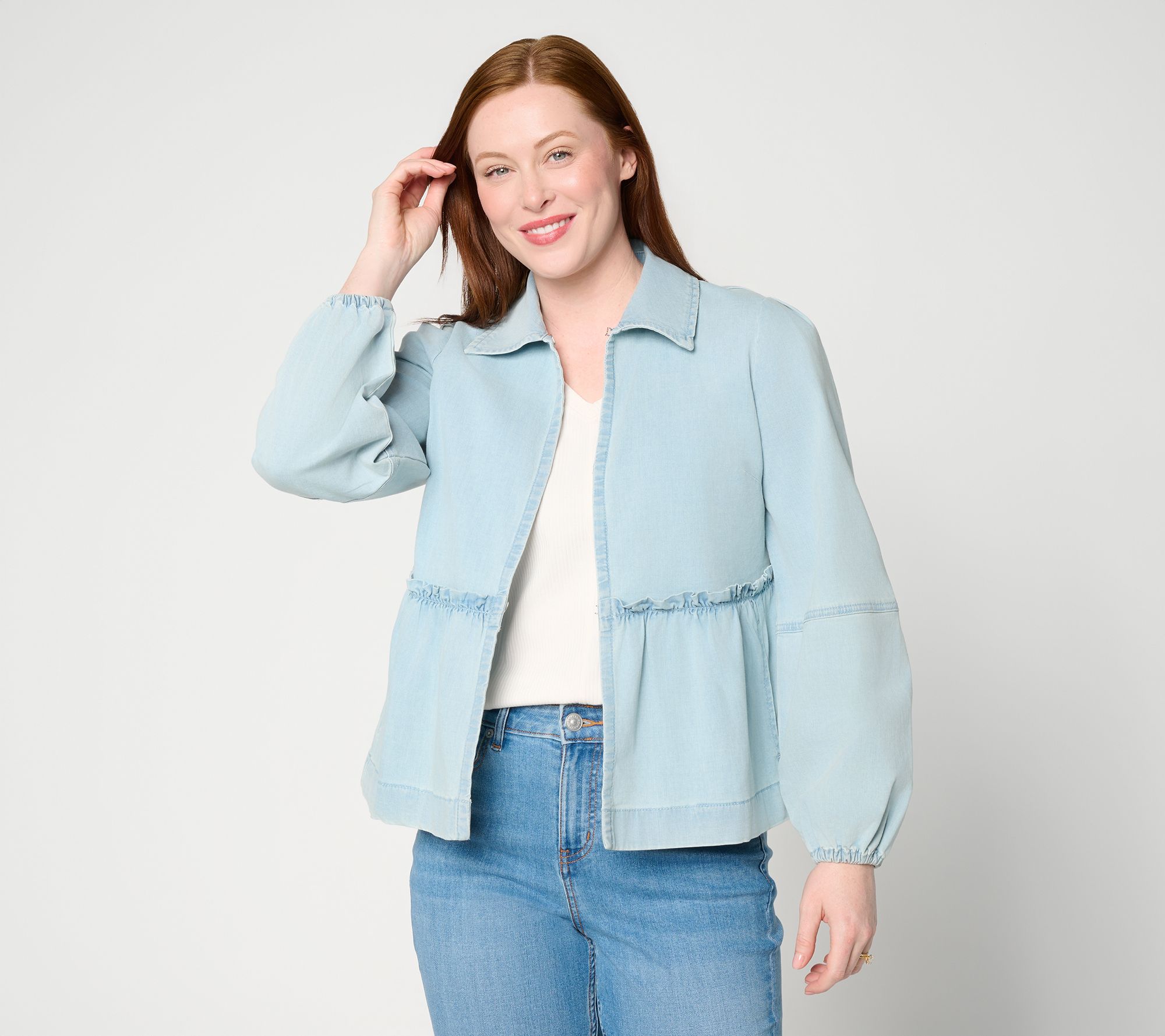 LOGO by Lori Goldstein Long Sleeve Chambray Topper