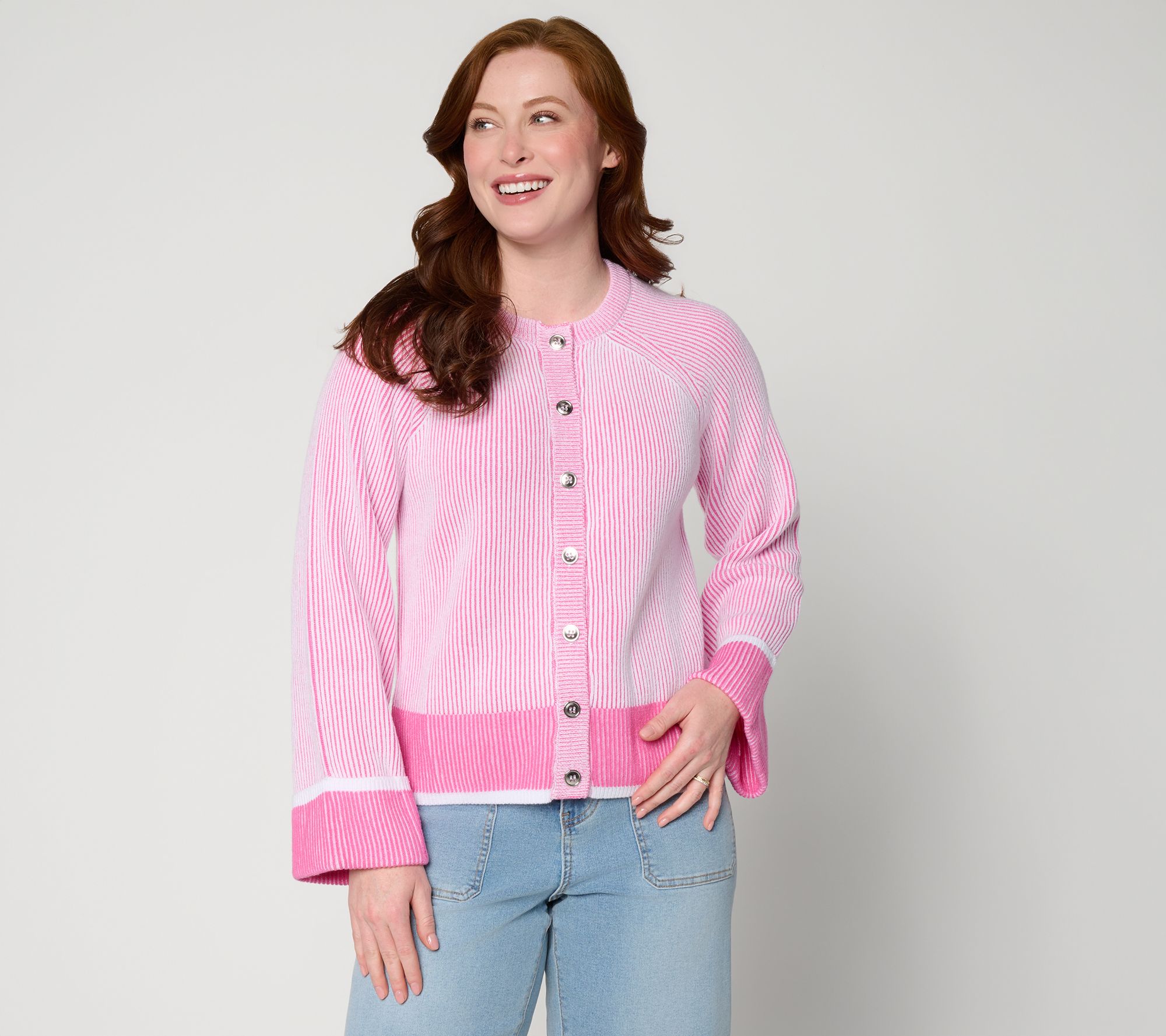 RM Studio x Rebecca Minkoff Contrast Stitch Raglan Sleeve Cardigan