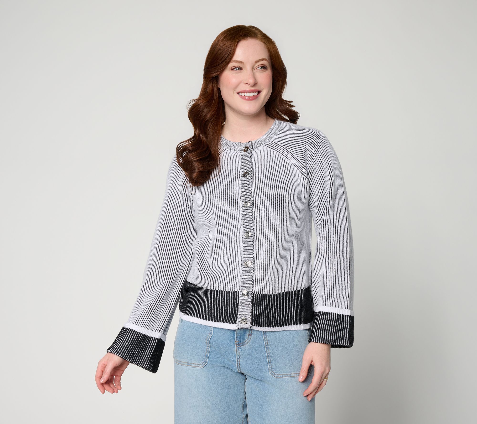 RM Studio x Rebecca Minkoff Contrast Stitch Raglan Sleeve Cardigan