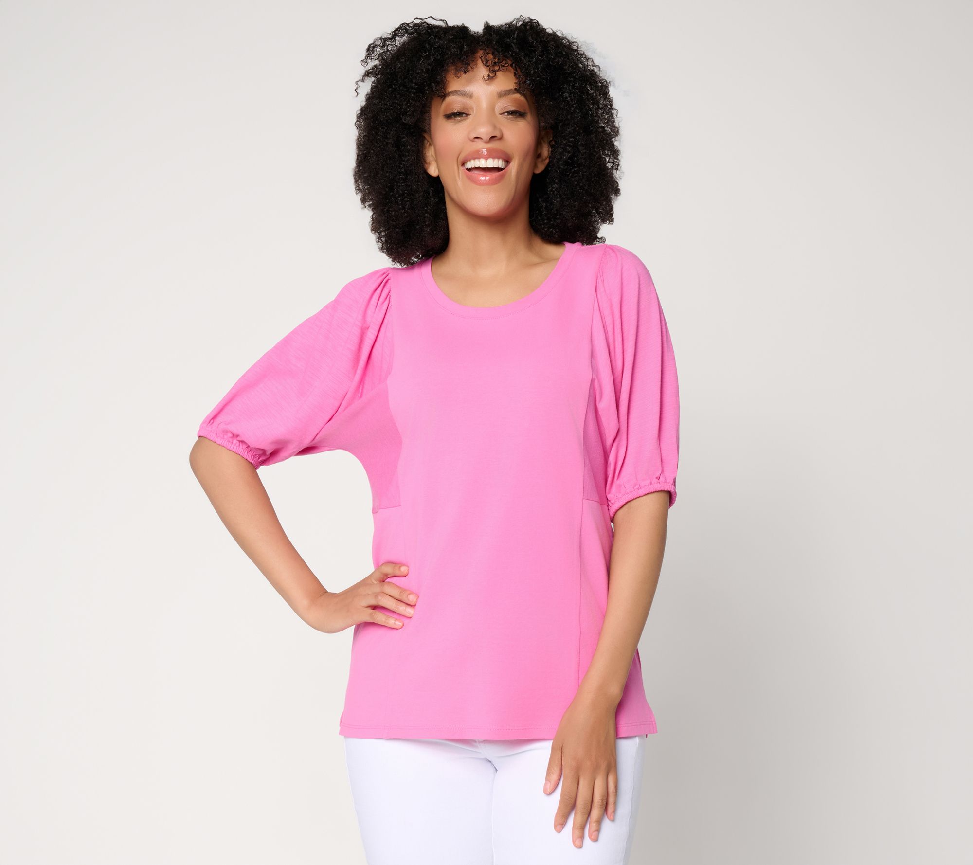 Belle by Kim Gravel Slay the Vacay Mixed Media Knit Top