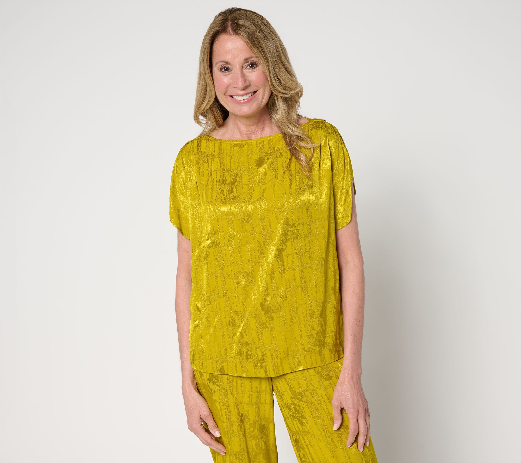 "As Is" Carla Rockmore Collection Split Sleeve Foil Blouse