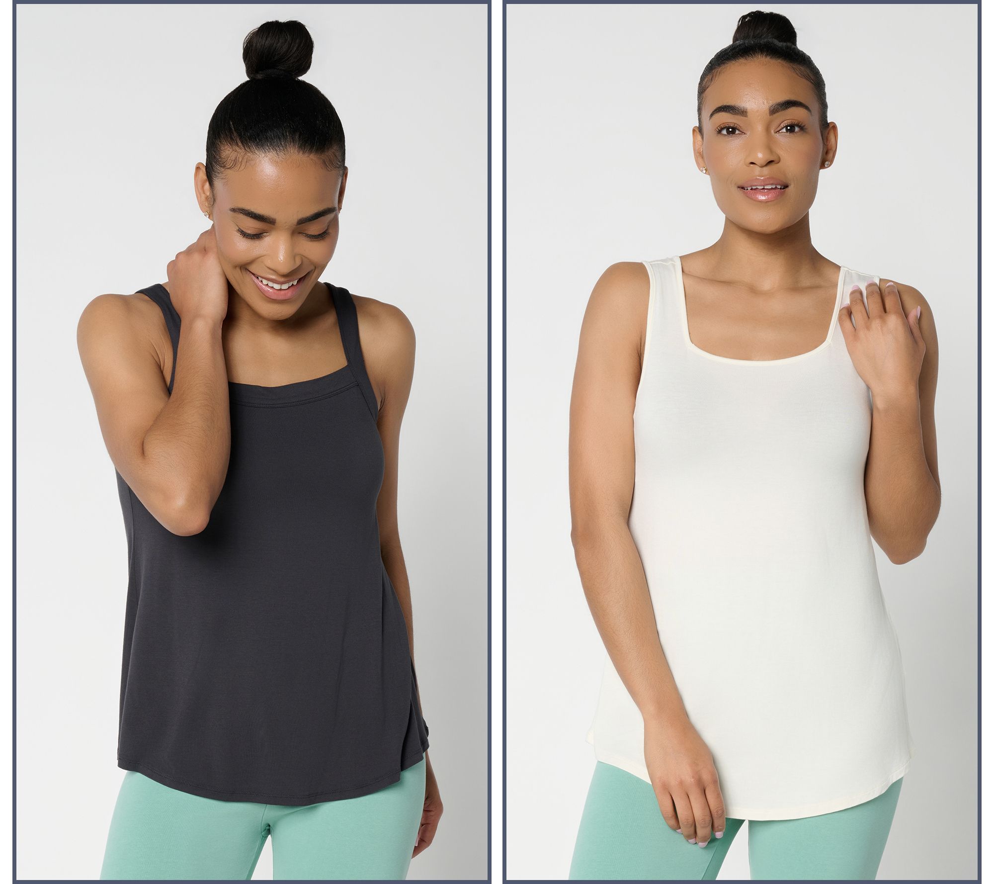 LOGO Layers by Lori Goldstein 2-Pack Square Neck Layered Tanks