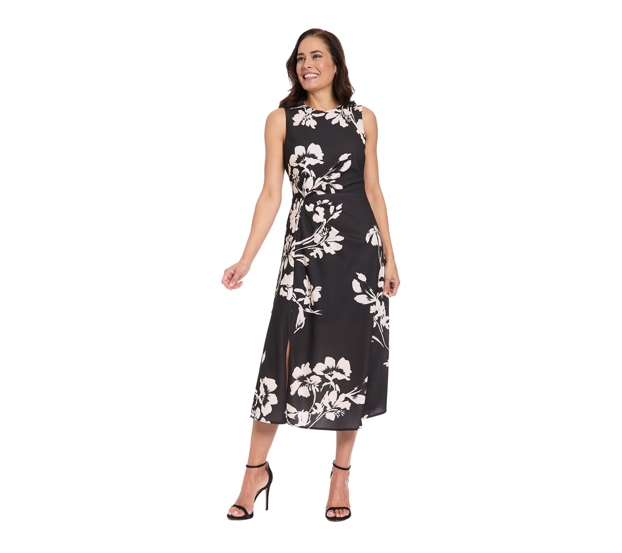  London Times Placement Print Midi Dress