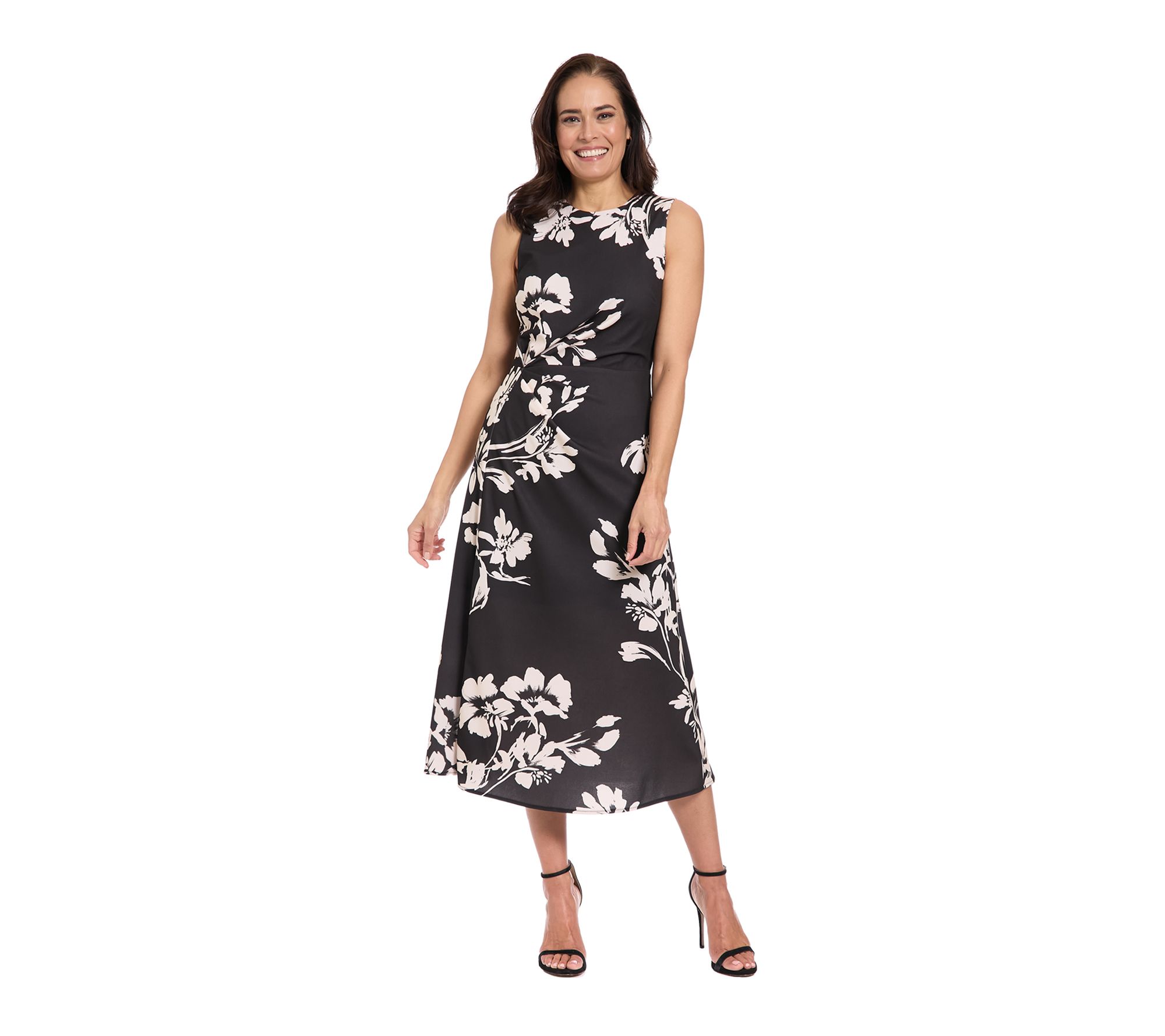 London Times Placement Print Midi Dress