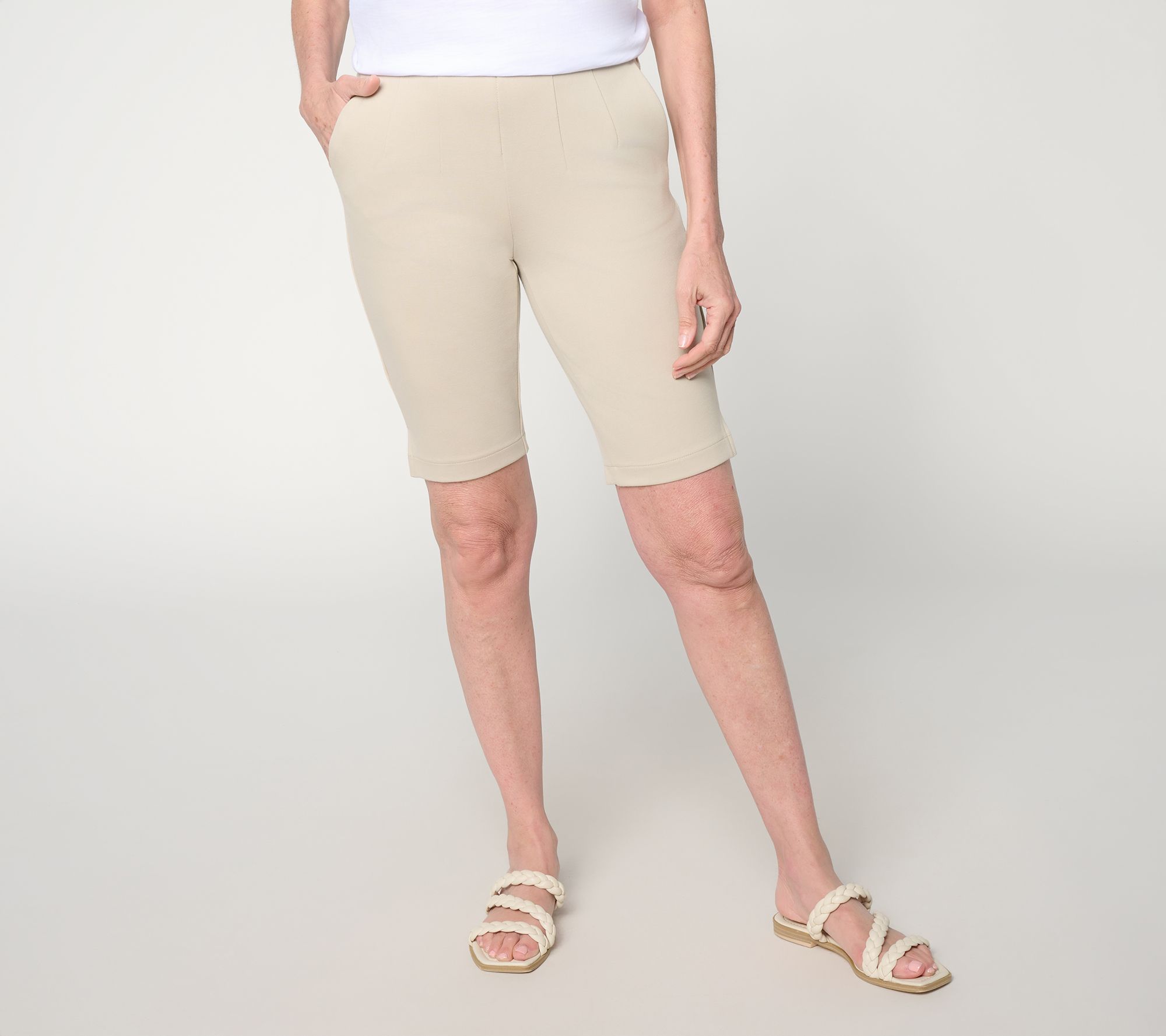 Belle by Kim Gravel Petite Ponte Hollywood Waist Bermuda Short
