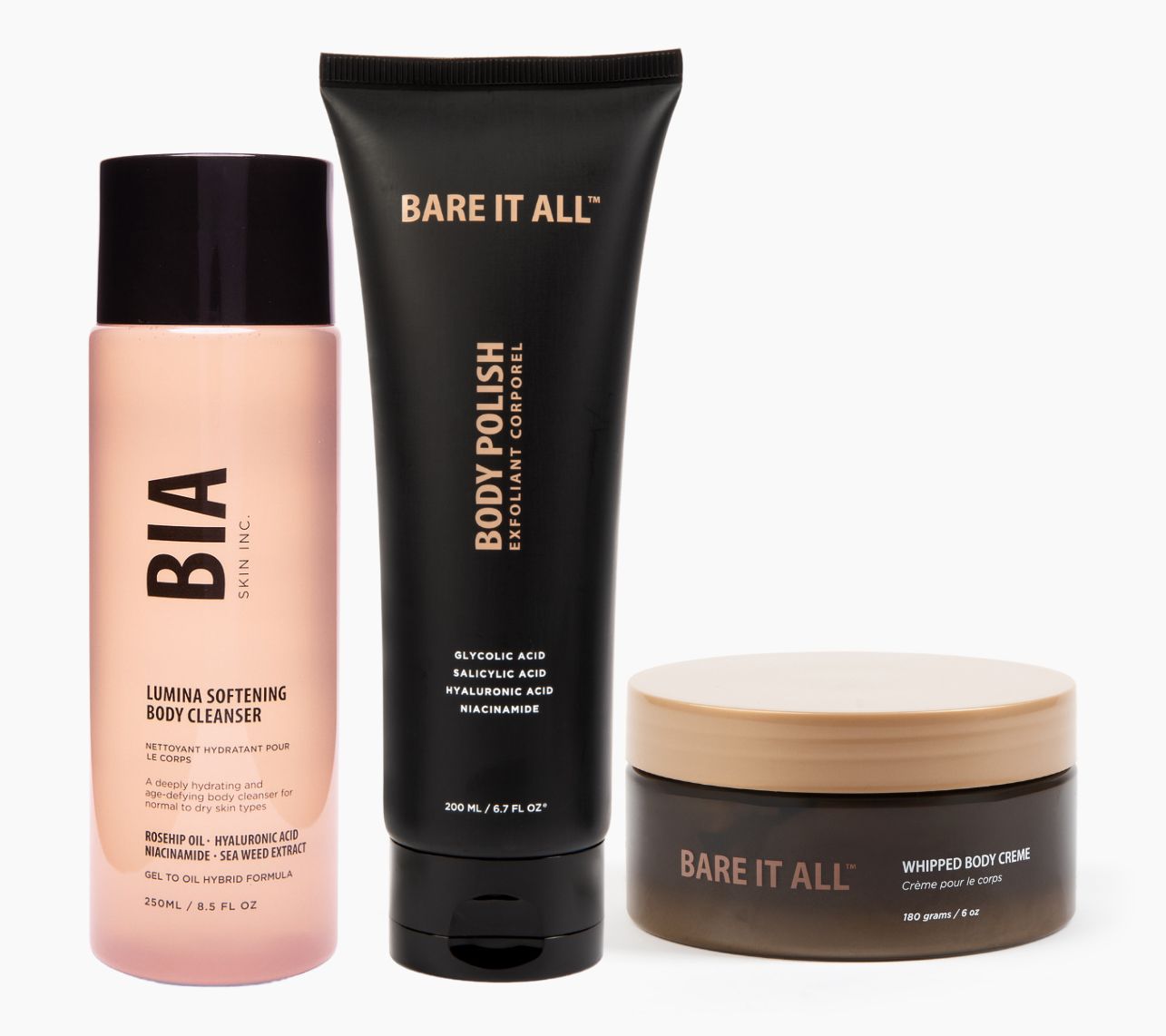 BIA Bare It All Three-Step Essentials Body Care Routine