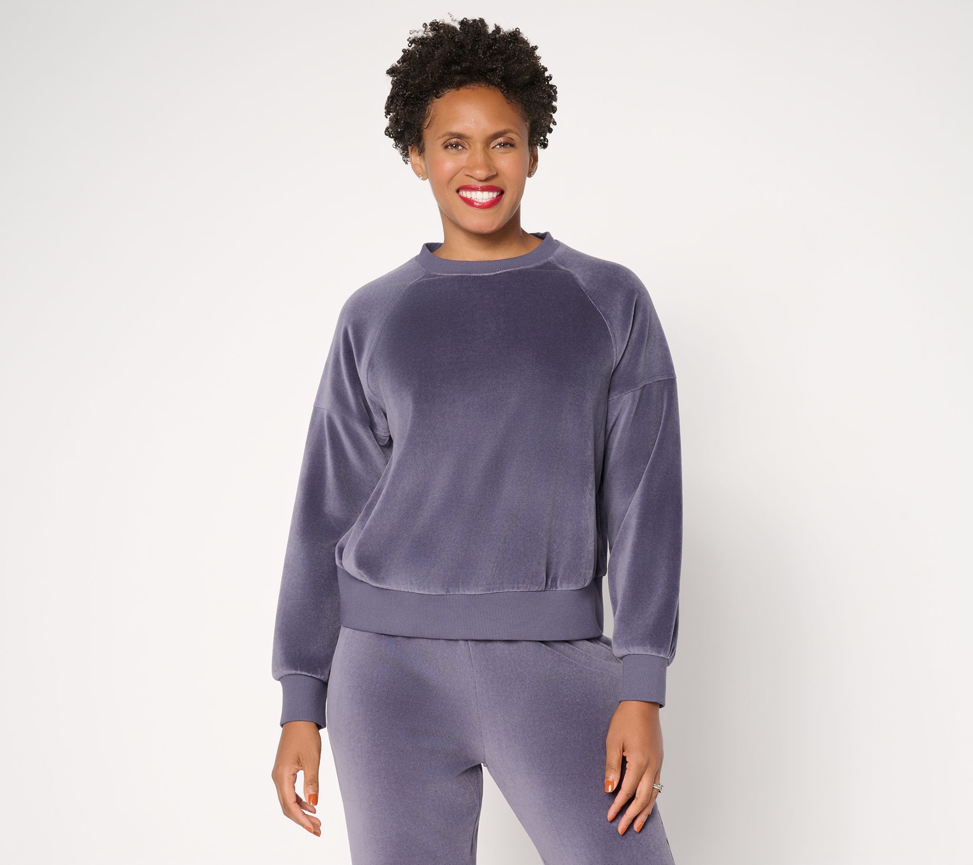 "As Is" Martha Stewart Signature Velour Raglan Sleeve Pullover