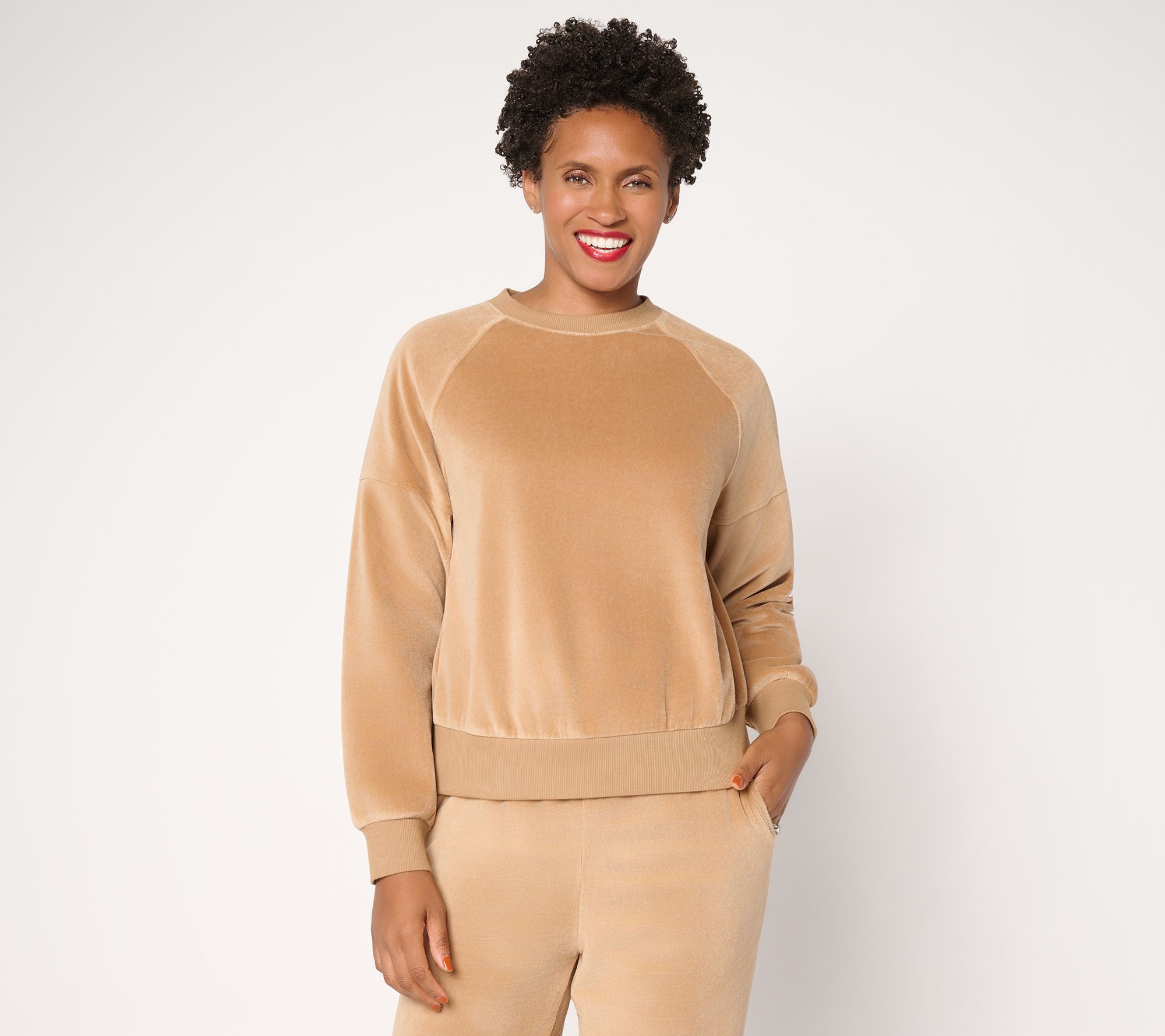 "As Is" Martha Stewart Signature Velour Raglan Sleeve Pullover