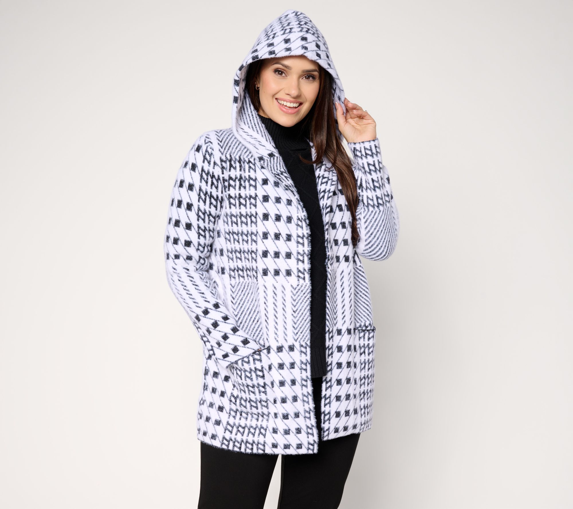 "As Is" Liverpool Los Angeles Hooded Plush Coatigan with Pockets