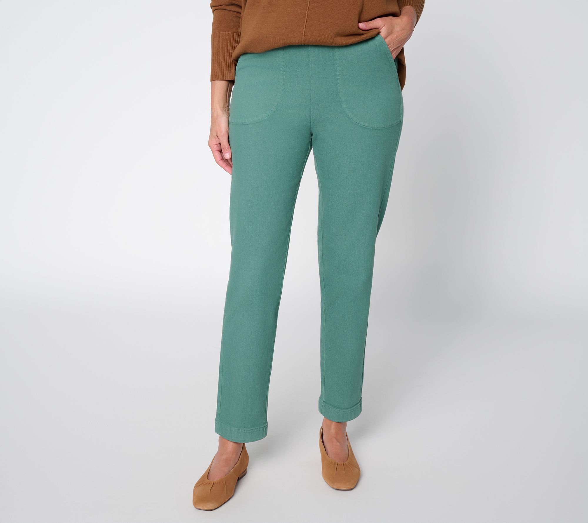 Denim & Co. Regular Colored Flat Front Ankle Jeans