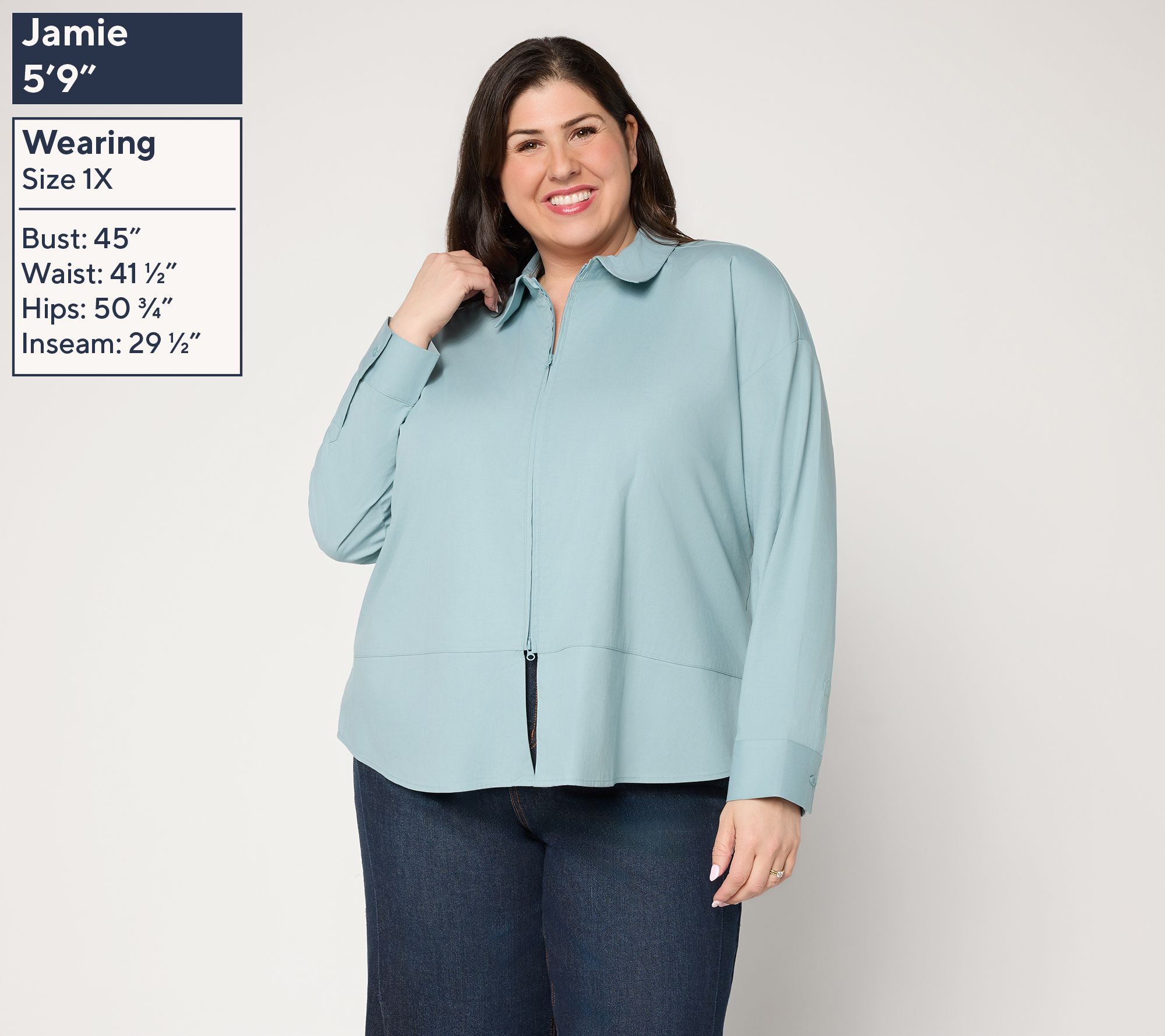 Peace Love World Zip Front Poplin Shirt - QVC.com
