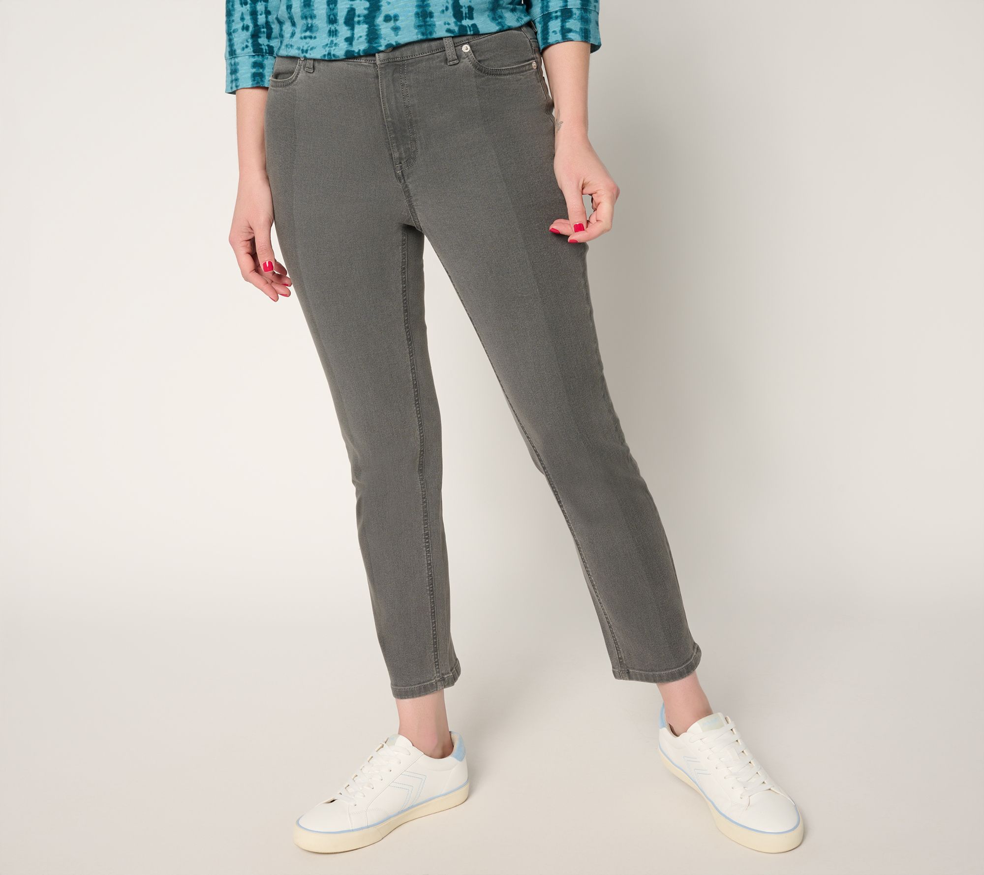 "As Is" Denim & Co. Reg Black Classic Stretch Two Tone Ankle Jean