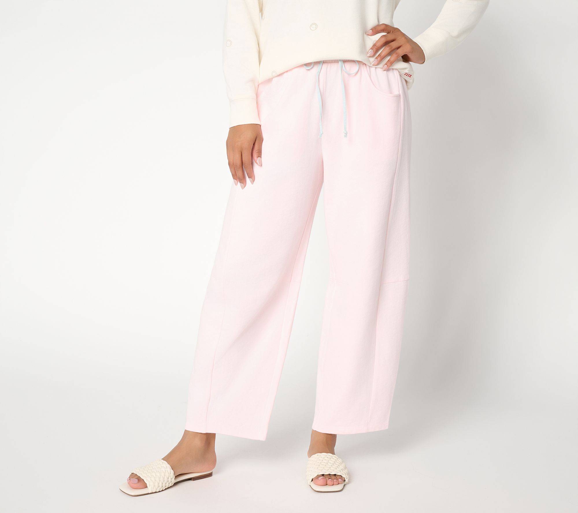 Peace Love World Regular French Terry Barrel Leg Sweatpants