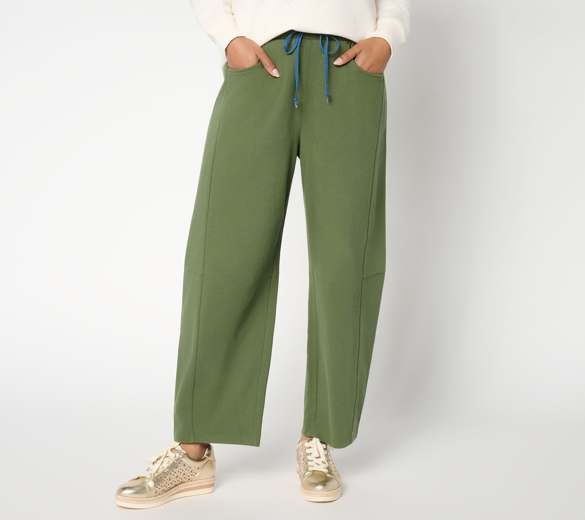 Peace Love World Regular French Terry Barrel Leg Sweatpants