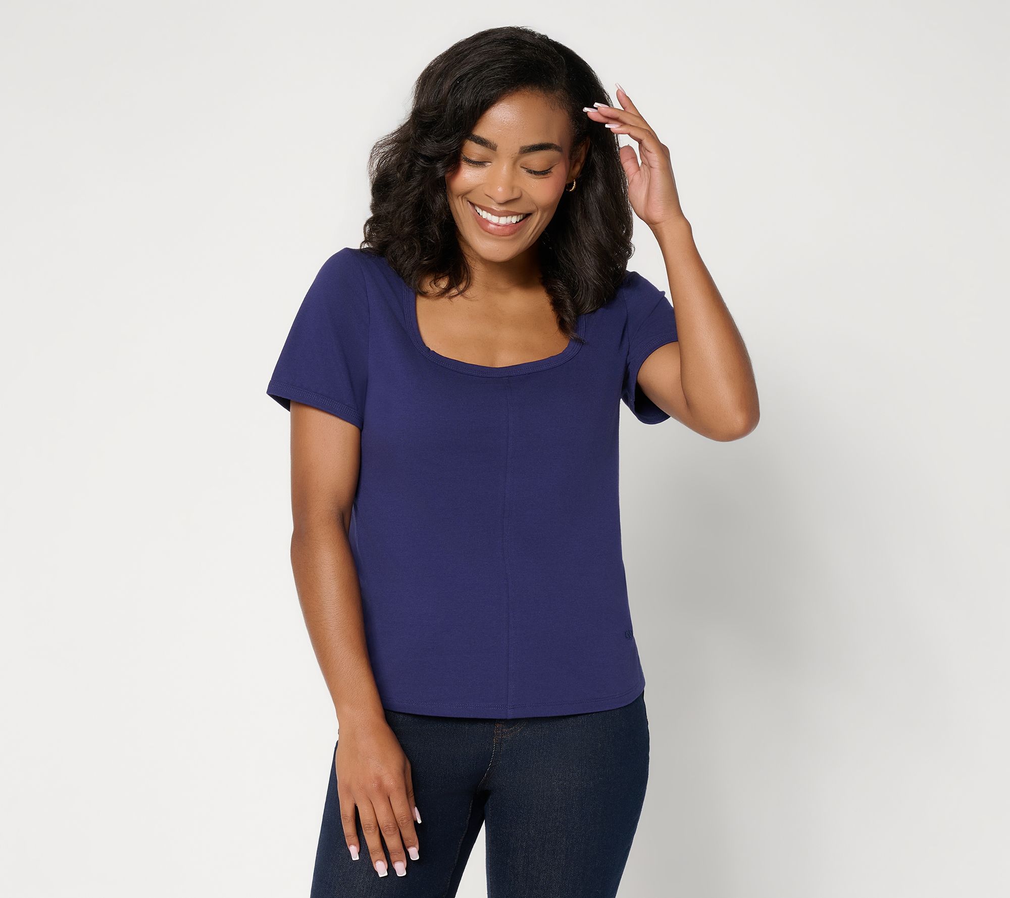  RM Studio x Rebecca Minkoff Cotton Jersey Scoop Neck Fitted Tee