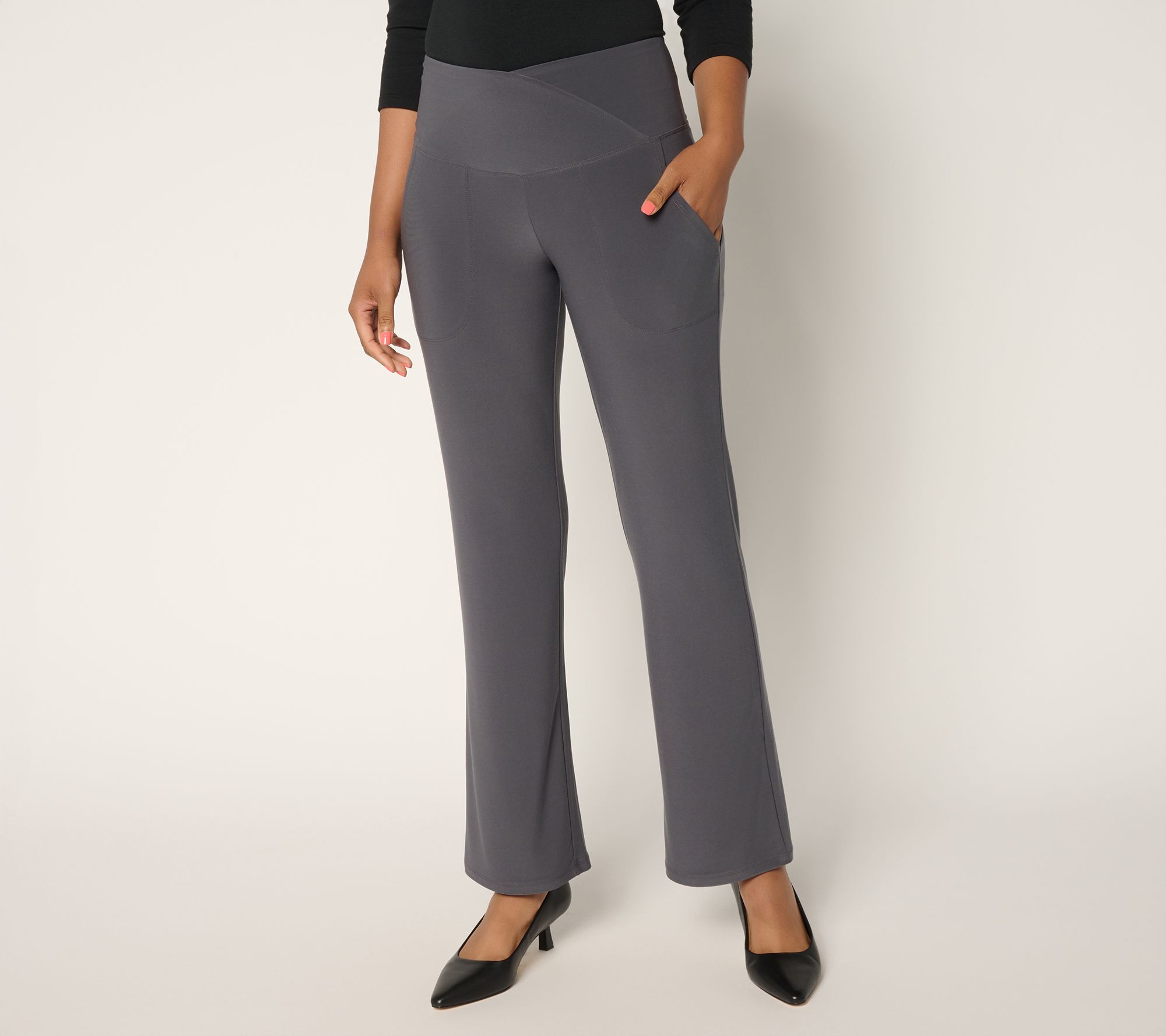 "As Is" Attitudes by Renee Petite La Roma Jersey Crossover Pants