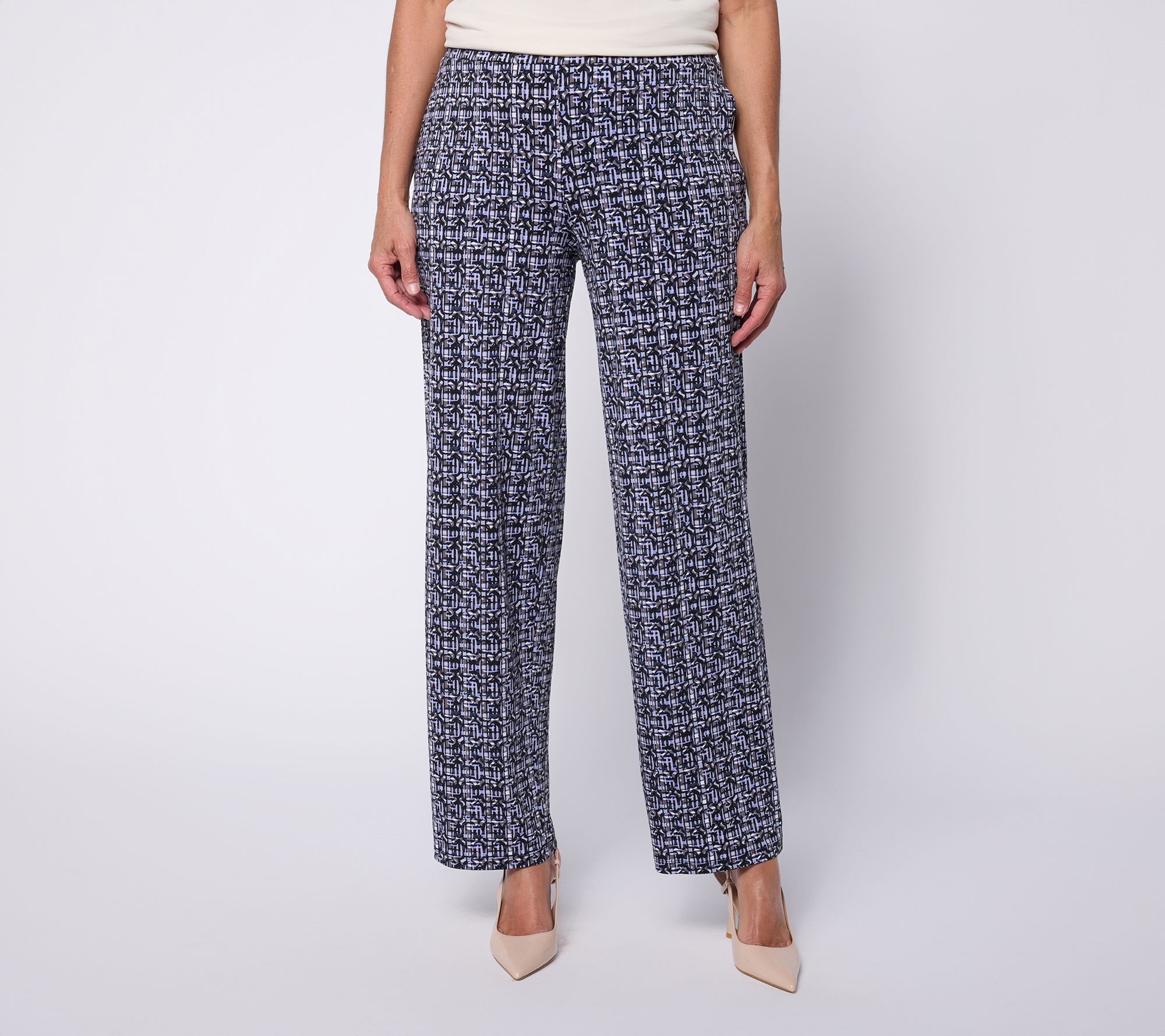 Susan Graver Regular Printed Liquid Knit Straight Leg Pants