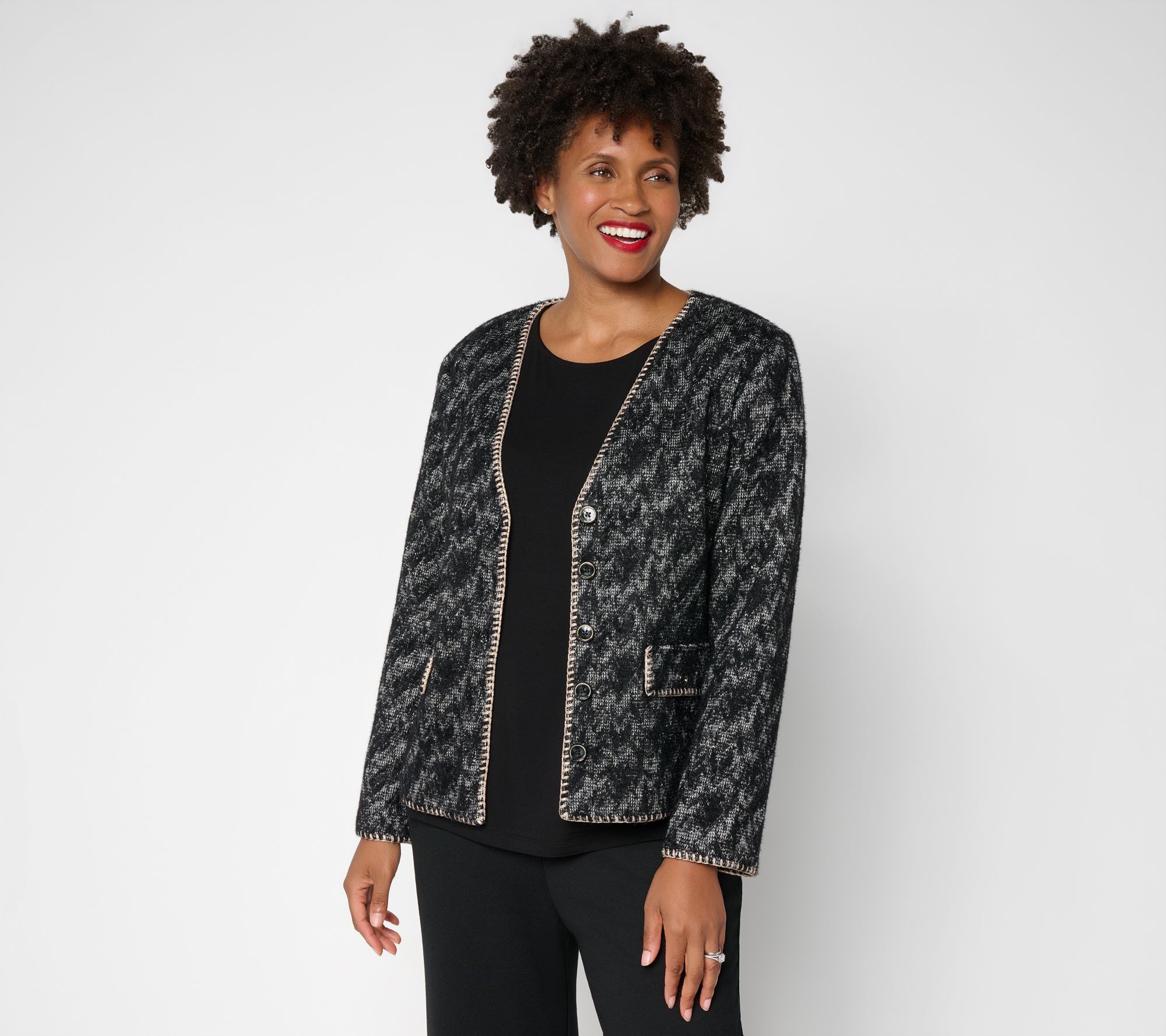 Dennis Basso Novelty Knit Cardigan