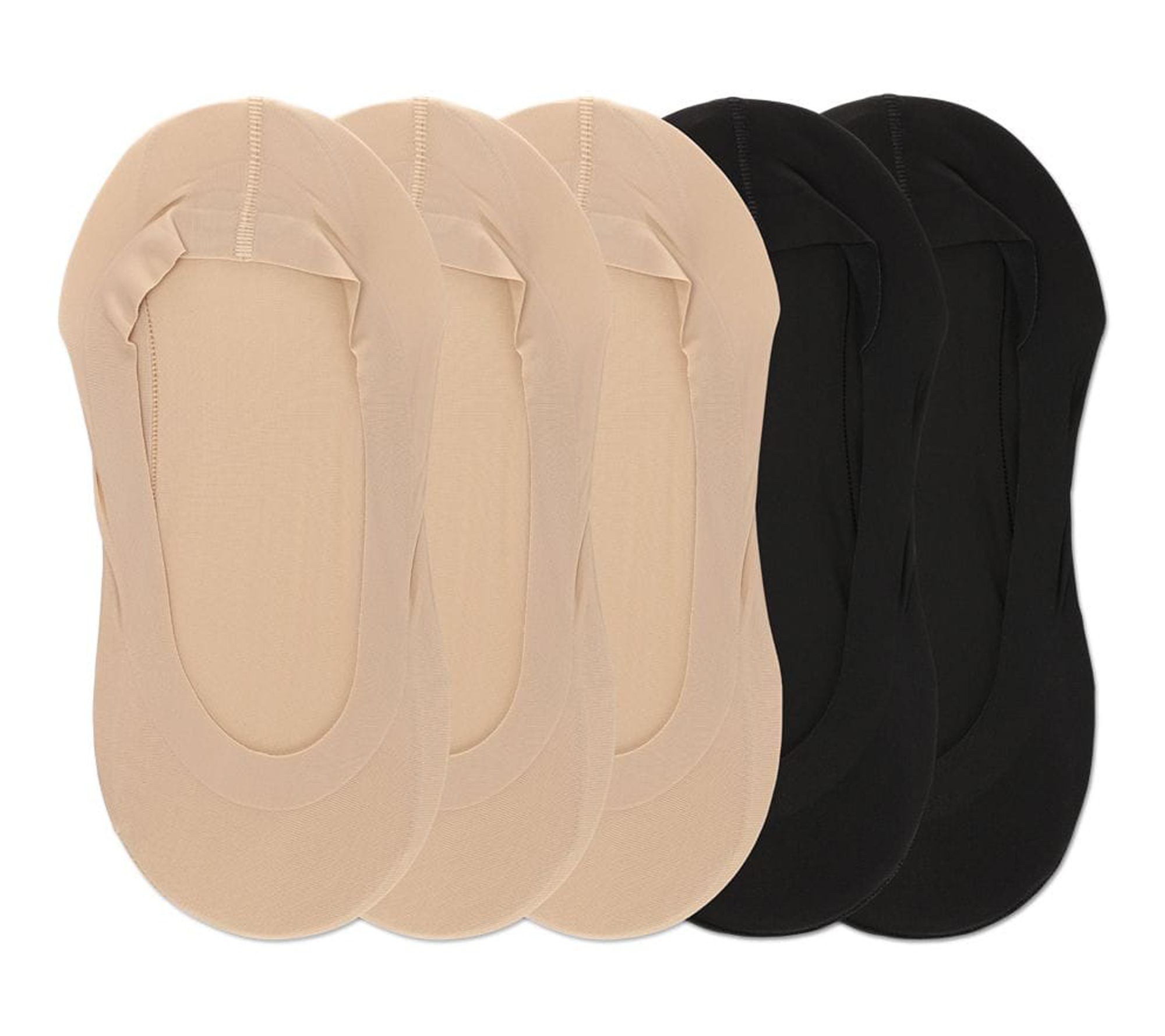 Memoi Women's 5 Pair Pack Fine Edge Nylon No Show Liner Socks