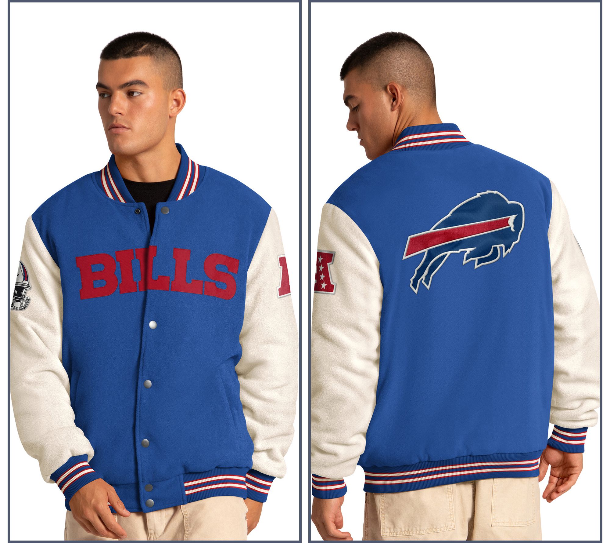 NFL Officially Licensed Men's Polar Fleece Varsity Jacket