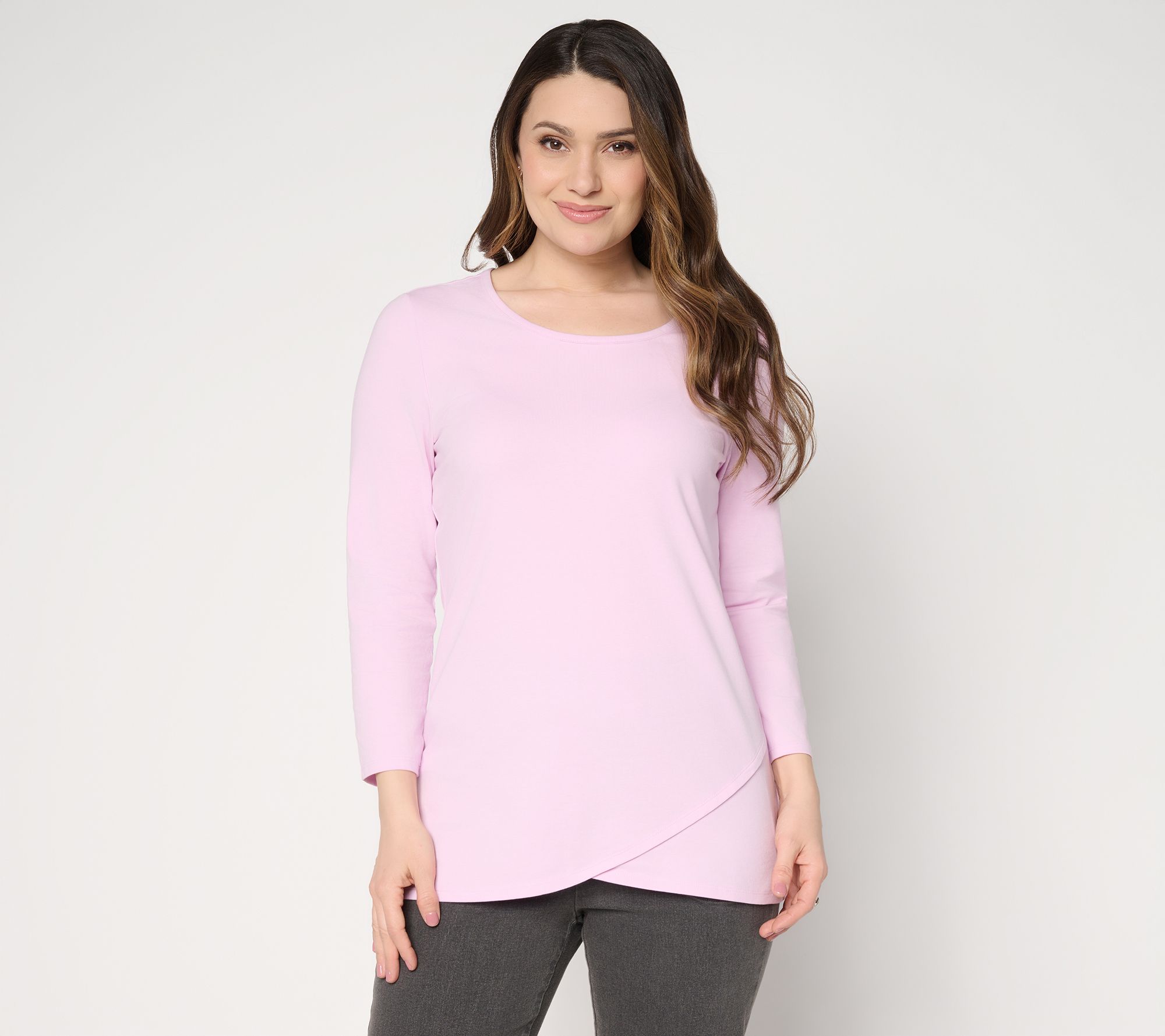 "As Is" Denim & Co. Reg Perfect Jersey Tunic with Tulip Hem