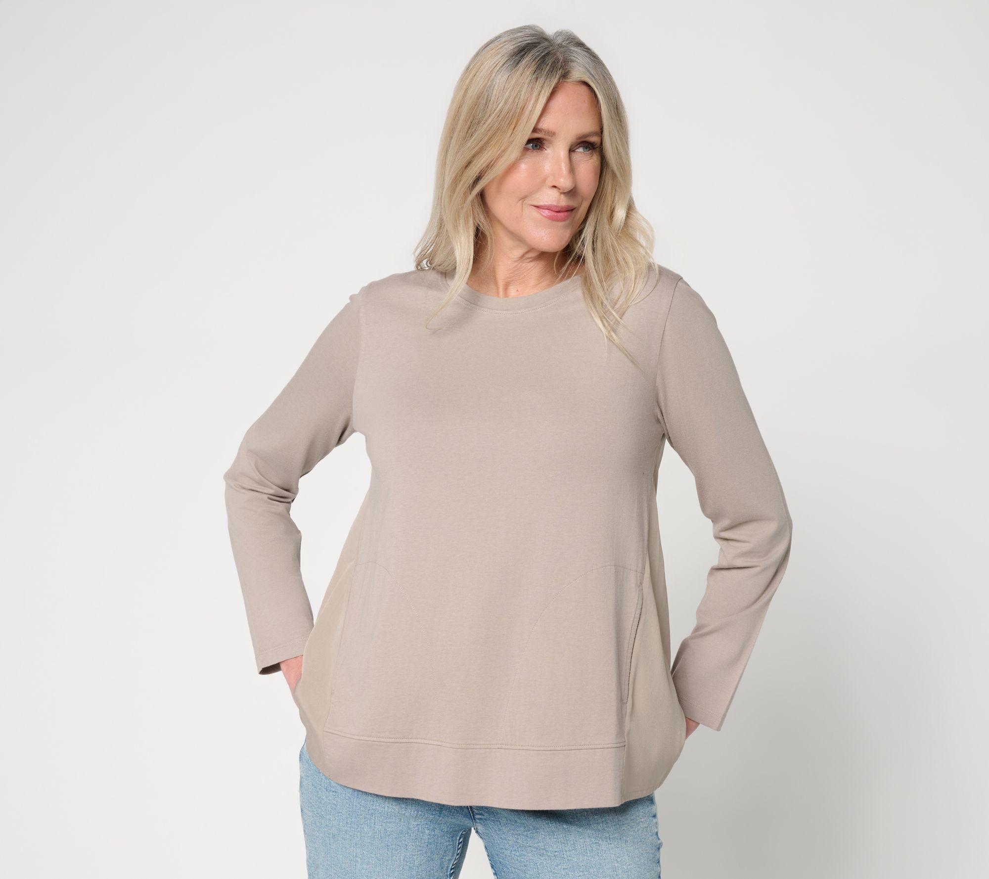 "As Is" LOGO Layers by Lori Goldstein Mixed Media Long Sleeve Top