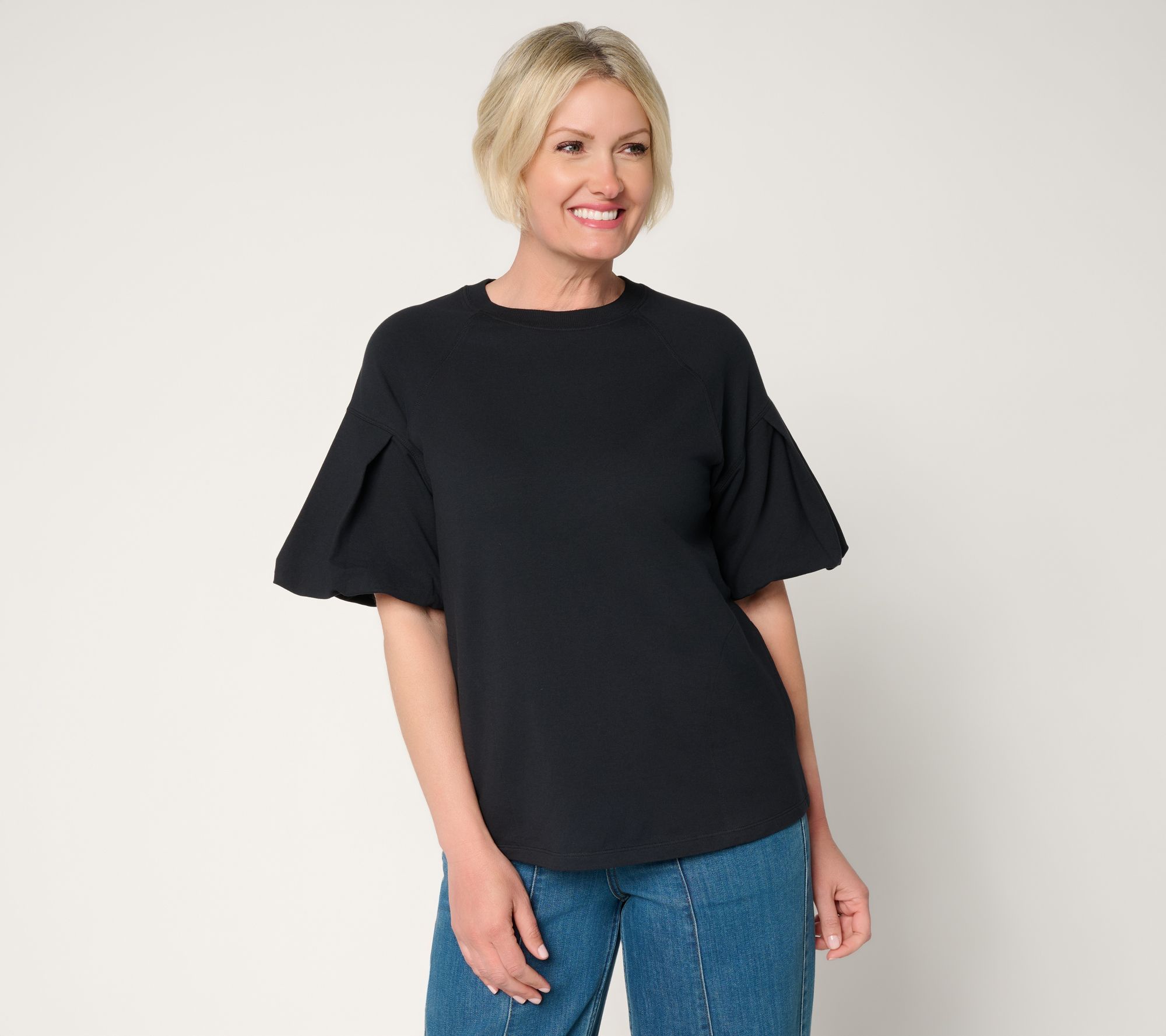 "As Is" LOGO by Lori Goldstein Pleat Sleeve Sweatshirt