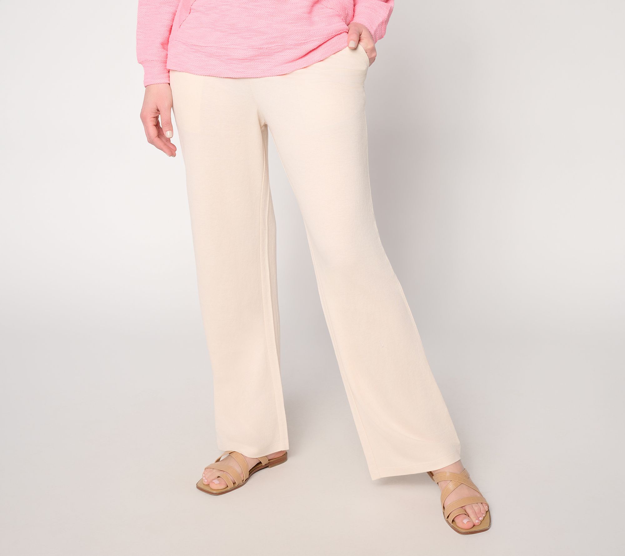 "As Is" Belle by Kim Gravel Petite Cabana Knit Full Length Pant