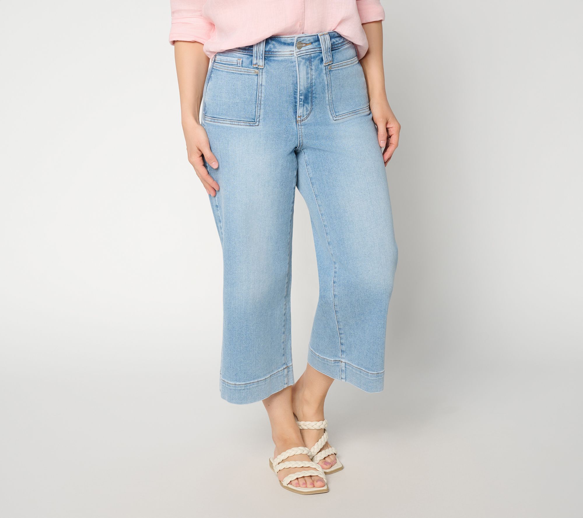 "As Is" NYDJ Brigitte Regular Wide Leg Capri Jean w/ Patch Pocket