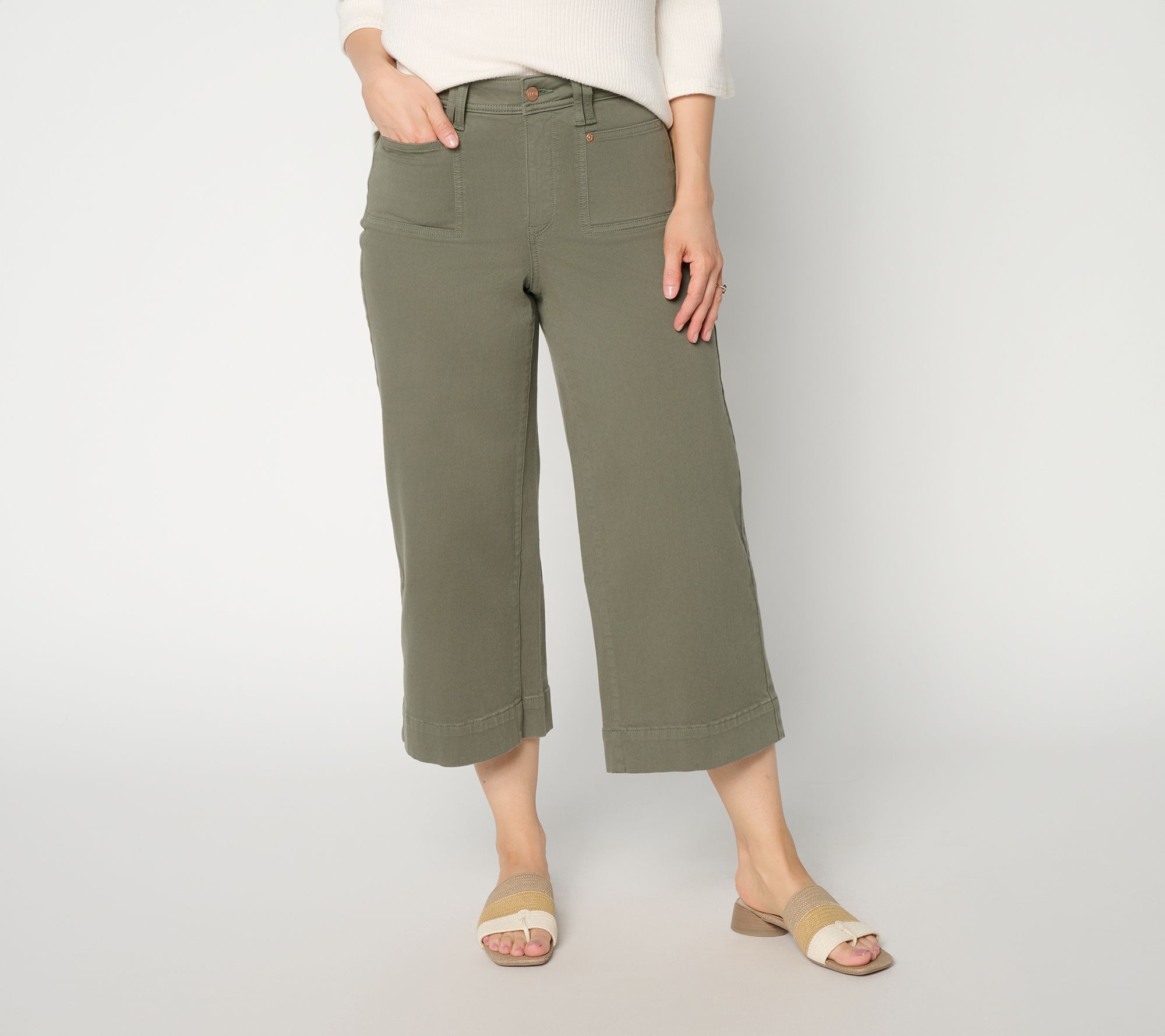 "As Is" NYDJ Brigitte Regular Wide Leg Capri Jean w/ Patch Pocket