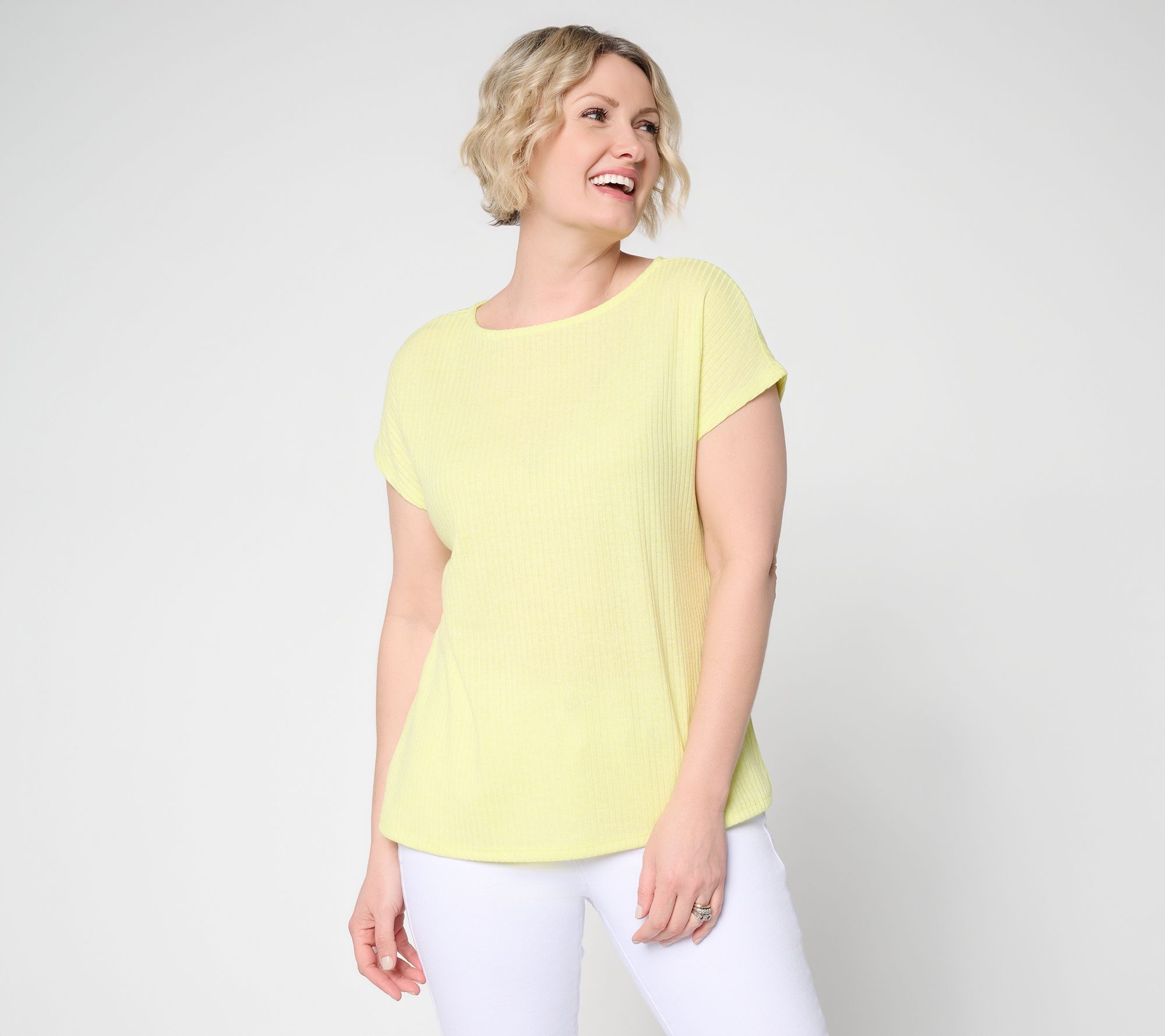 "As Is" Denim & Co. Novelty Knit Boat Neck Short Sleeve Dolman Top