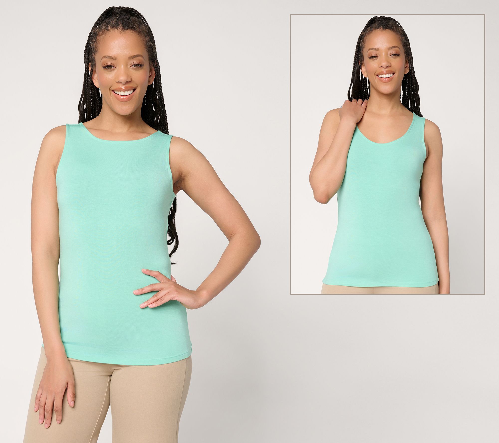 "As Is" Joan Rivers Wardrobe Builders Buttersoft Dual Neckline Tank