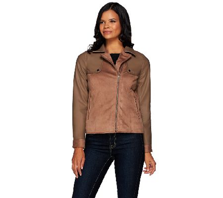 Lisa Rinna Collection Mixed Media Motorcycle Jacket