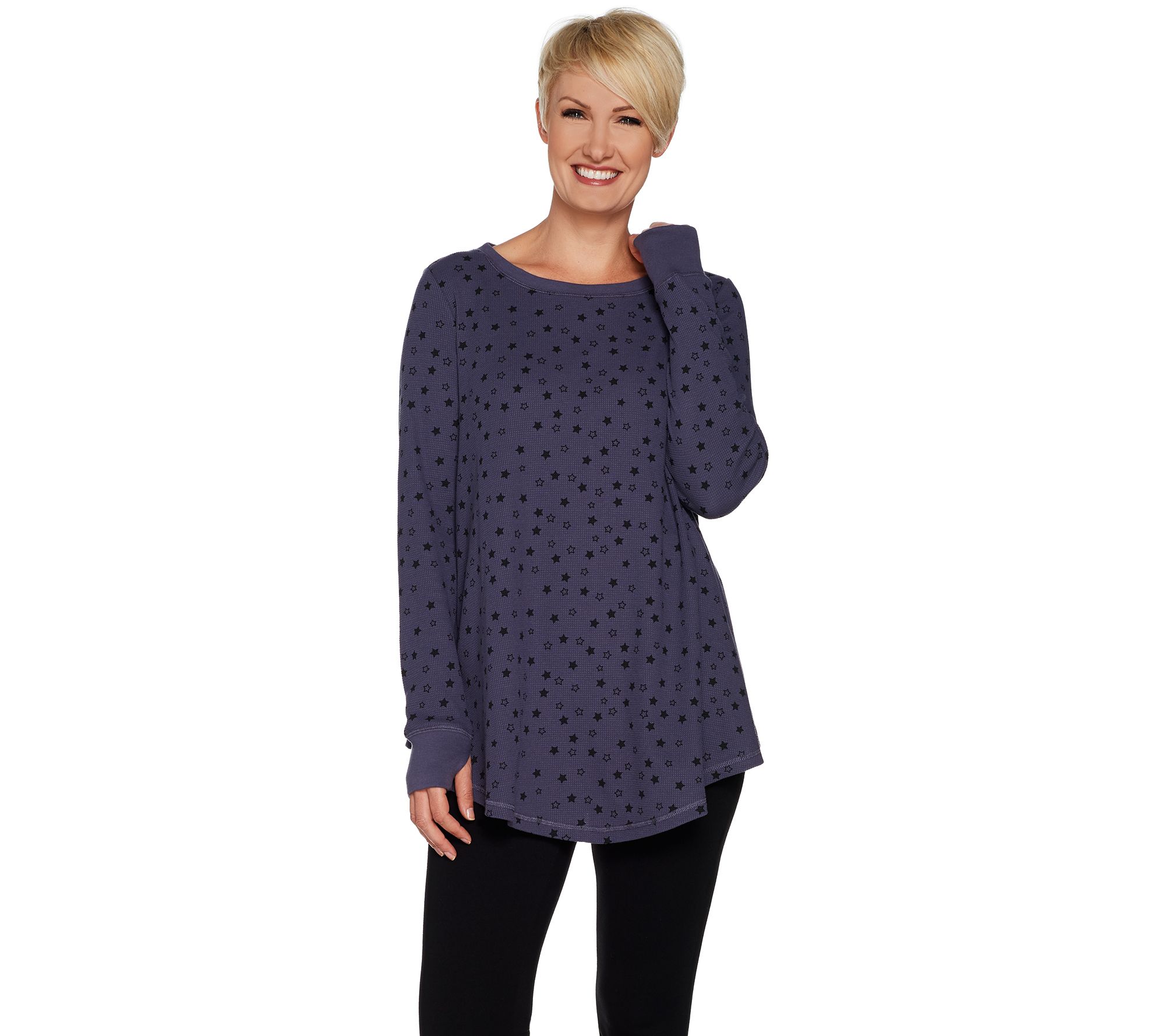 AnyBody Cozy Knit Waffle Swing Top - QVC.com